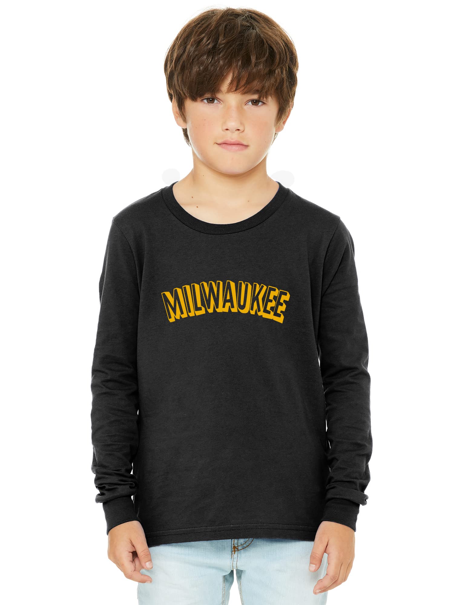 **Daxton Youth Long Sleeve Milwaukee Basic T-Shirt - Soft & Comfortable Cotton Tee for Boys - Perfect for School, Casual Wear & Everyday Outfits**