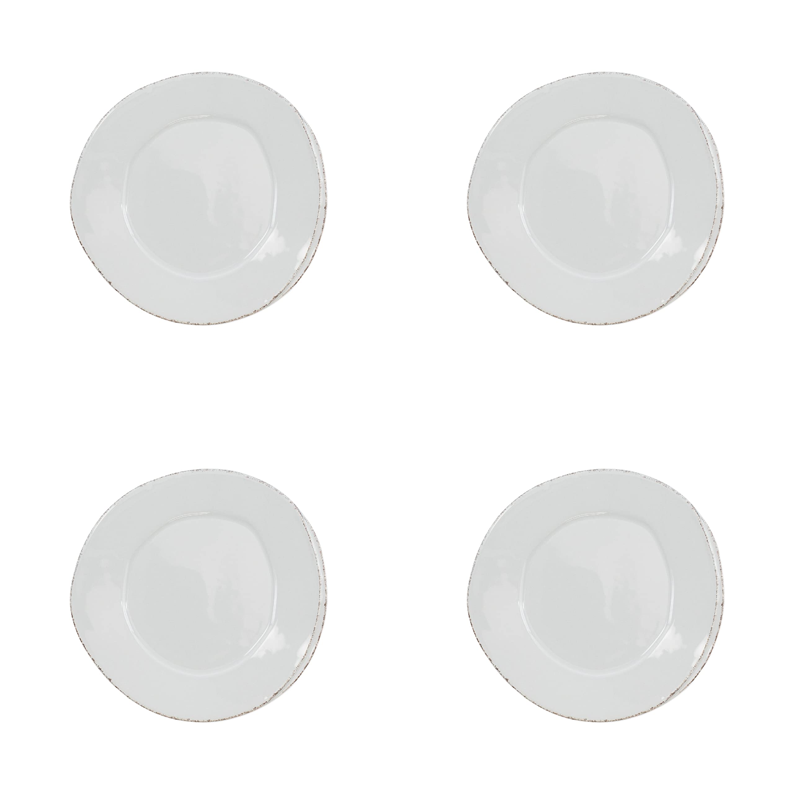 Vietri Italian Lastra Collection Light Gray Salad Plates - Set of 4, Elegant Dinnerware for Everyday Dining & Entertaining, Perfect for Salads, Appetizers & Casual Meals