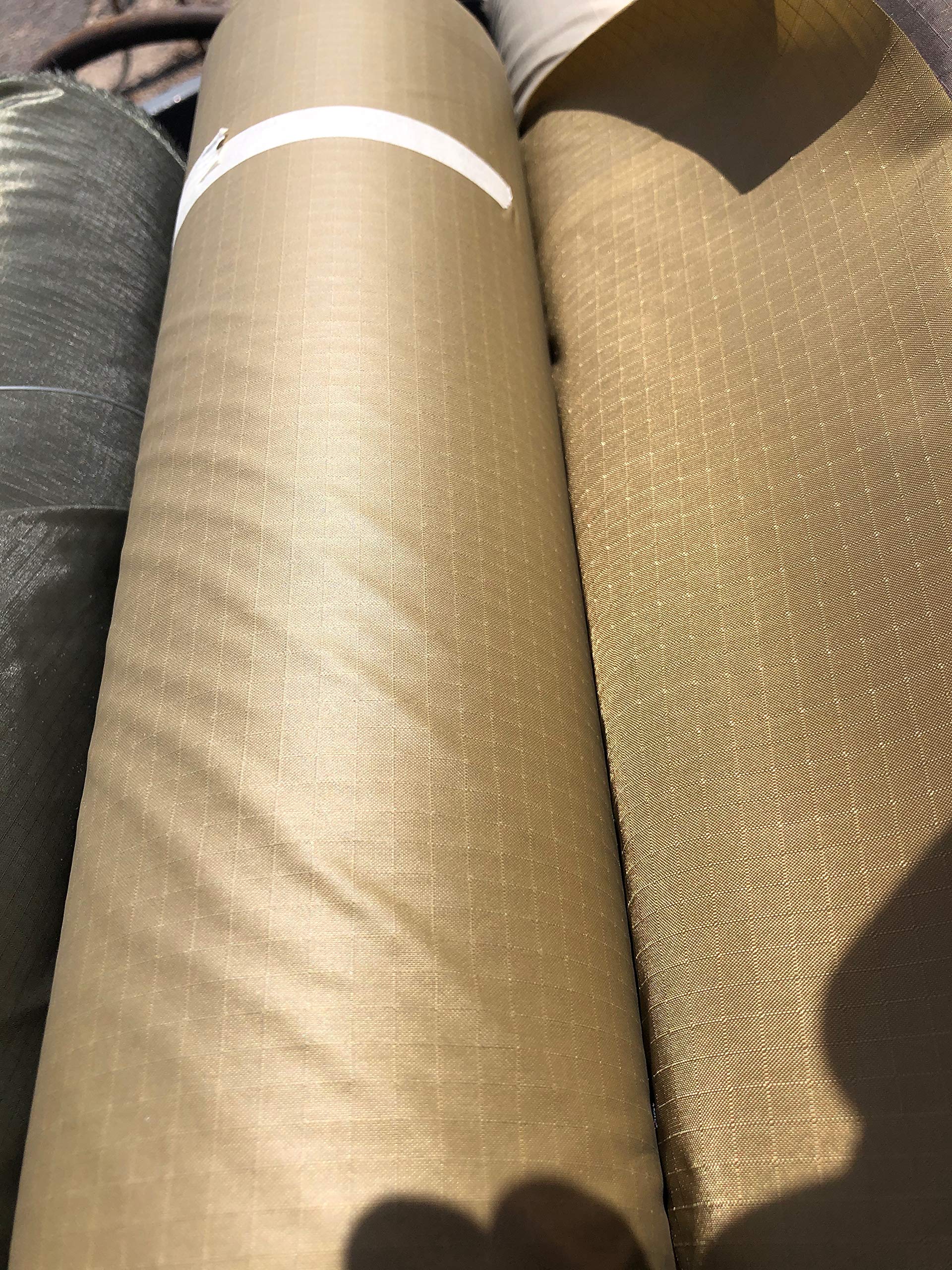 70D 1.9 oz Ultra Lightweight Ripstop Nylon Fabric - 10 Yards, Coyote Color with 1 oz Urethane DWR Water Repellent - USA Made for Tents, Tarps, Outdoor Gear & DIY Projects