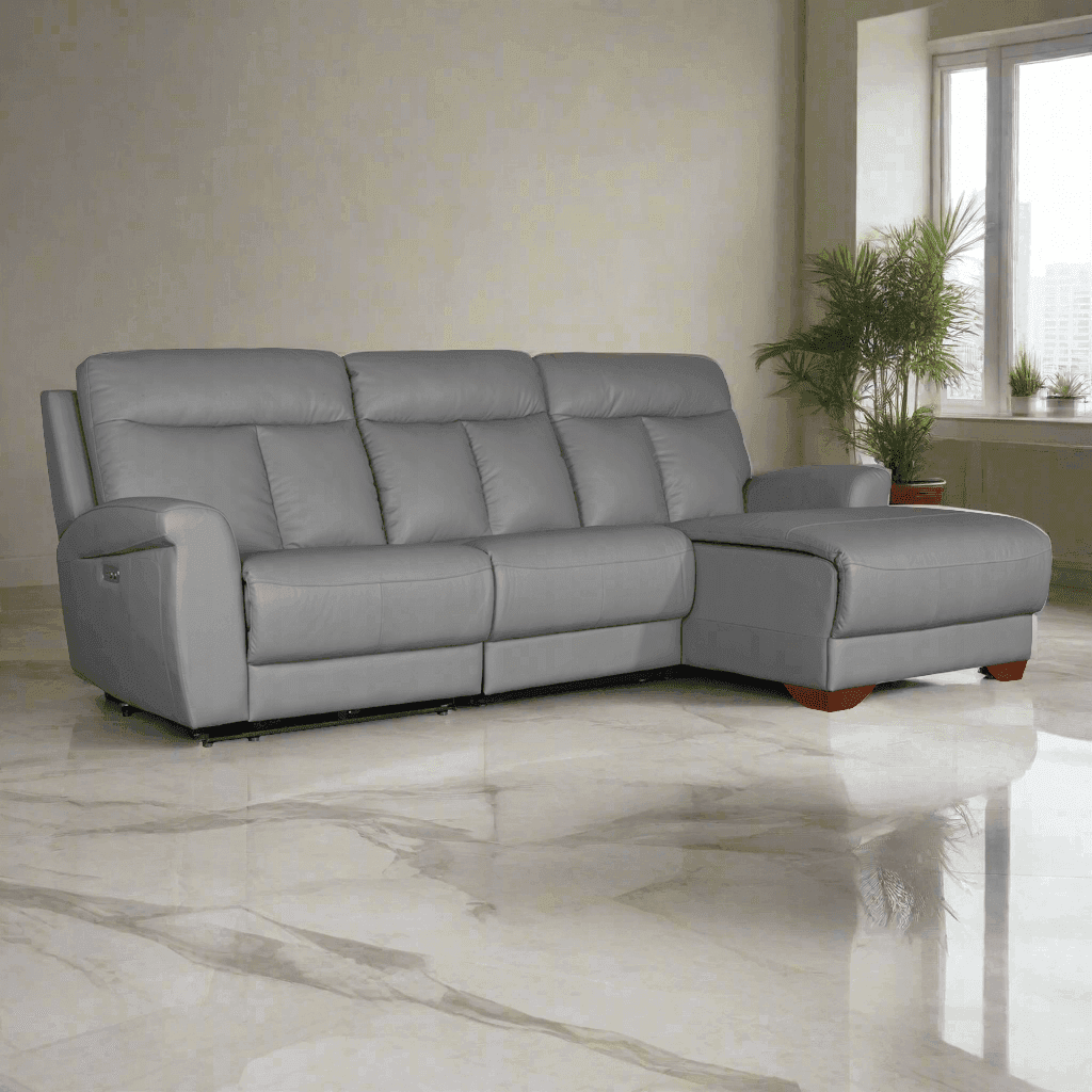 Finley L-Shaped Electric Leather Recliner Sofa - Power Lift Reclining Chair for Living Room, Home Theater & Office Comfort