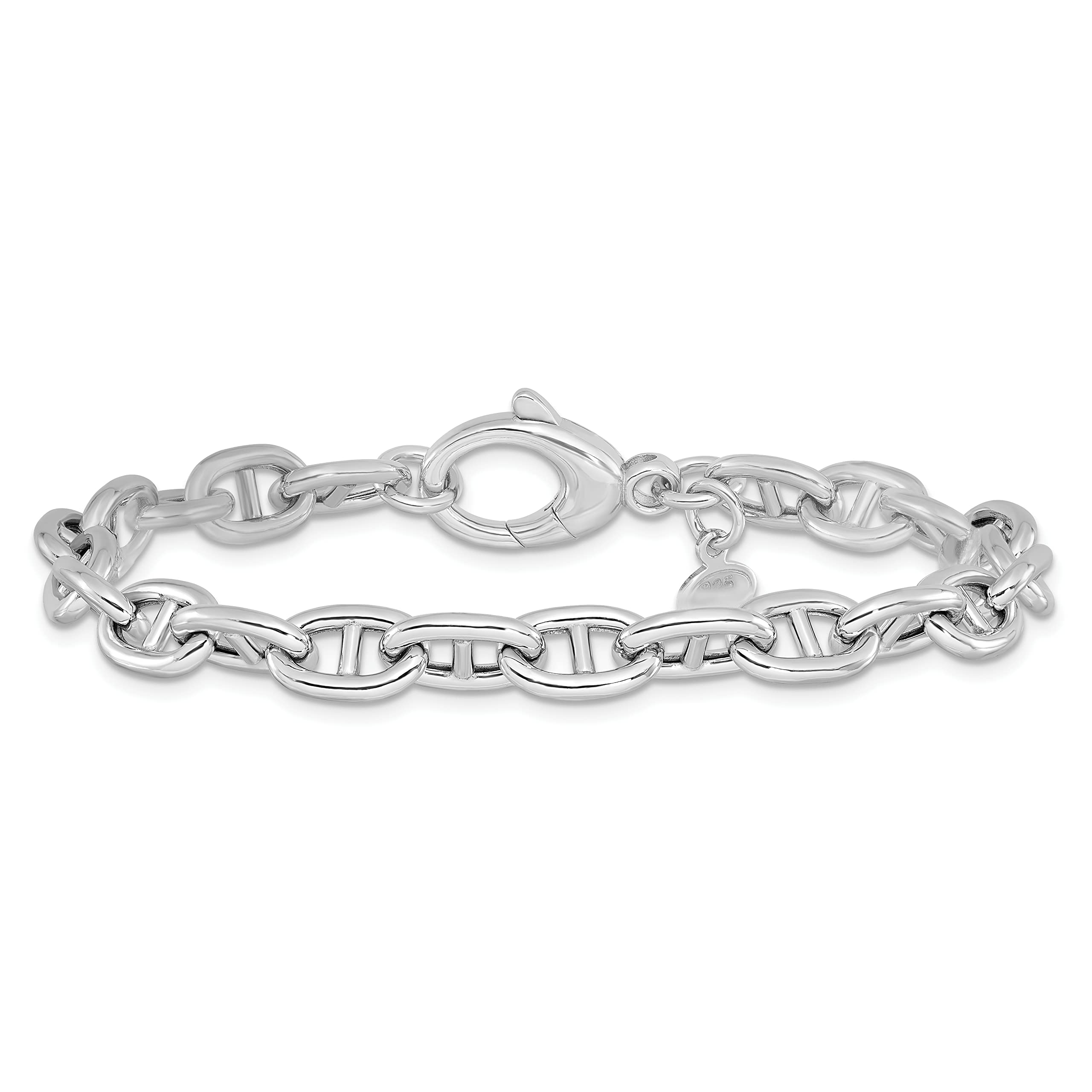 Elegant Avariah Sterling Silver Rhodium-Plated Polished Link Necklace - Italian Made Chain Jewelry for Women, 8 Inch - Perfect for Weddings, Parties & Special Occasions