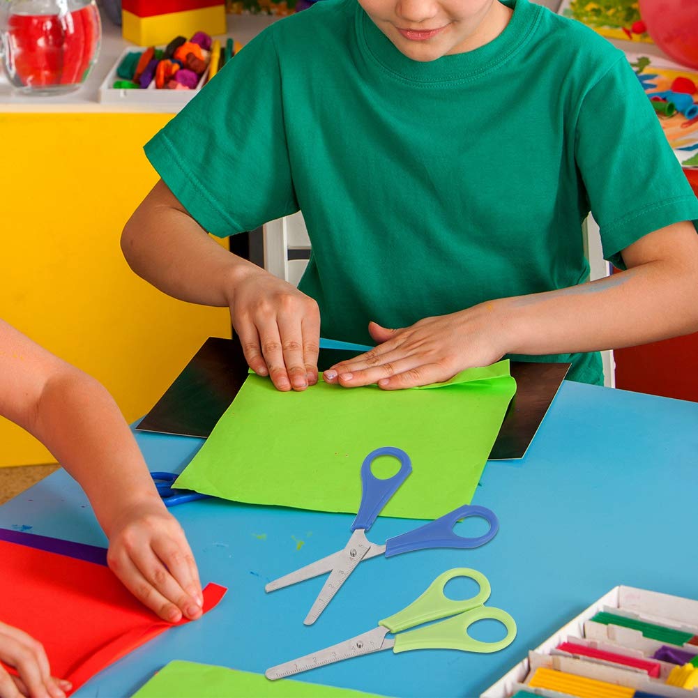 10 Pack Kids Safety Scissors with Centimeter Scale - Blunt Tip Preschool Training Scissors for Arts & Crafts, Classroom, Office Use | Durable Child-Safe Scissors for School Projects, Paper Cutting & DIY Activities