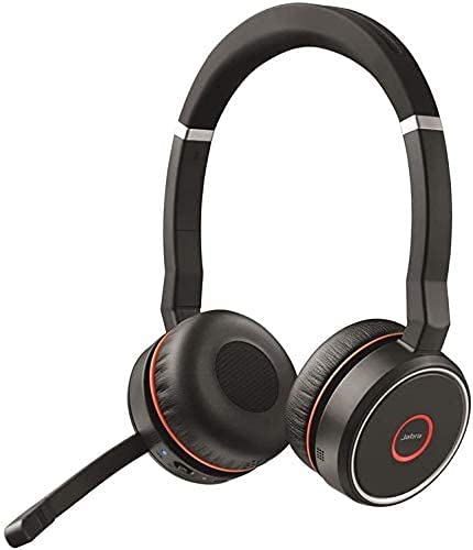 Jabra Evolve 75 UC Stereo Wireless Bluetooth Headset with Active Noise Cancelling Mic | 32H Battery Life | Premium Sound Quality | Ideal for Office, Remote Work & Video Conferencing