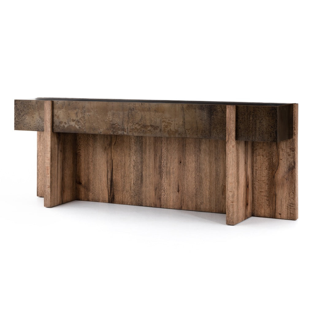 Bingham Distressed Iron Console Table - Rustic Entryway & Hallway Decor for Farmhouse & Industrial Style Homes
