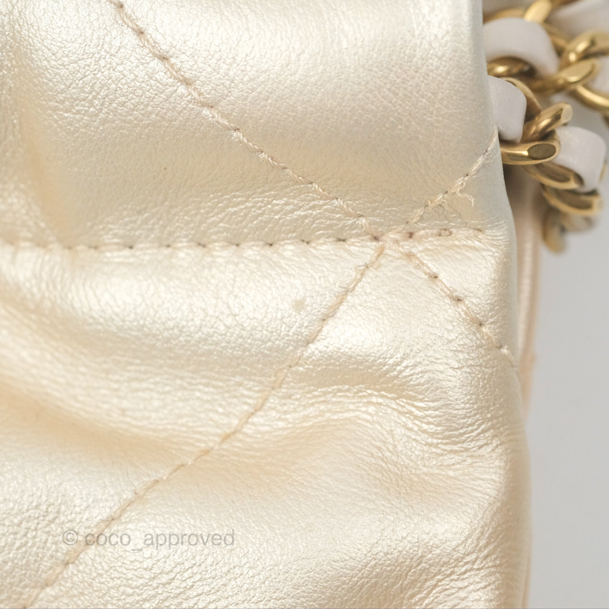Chanel 22 Mini Bag Iridescent Light Pearly Calfskin with Aged Gold Hardware - Luxury Crossbody Purse for Women, Perfect for Parties, Date Nights & Special Occasions