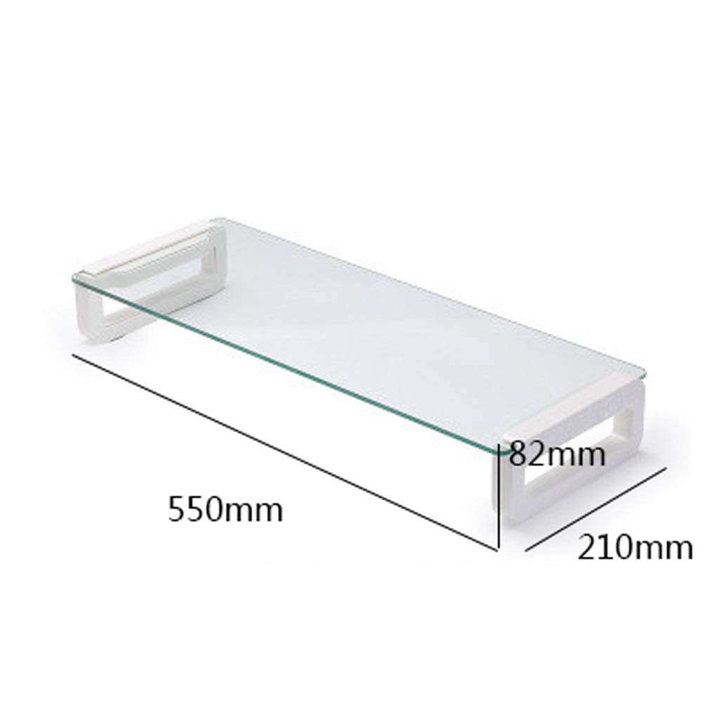DLT Tempered Glass Monitor Stand with 4 USB Ports - Adjustable Desktop Riser for 24-32 Inch Screens - ABS Frame Computer Monitor Stand (Silver, Medium Size) - Perfect for Home Office, Gaming Setup & Workspace Organization