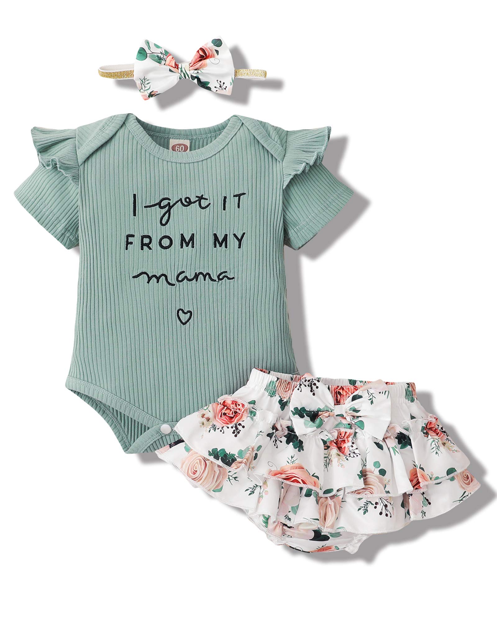 Mioglrie Newborn Baby Girl Clothes Set - Floral Romper & Shorts Outfit for Summer | Cute Infant Girl Fashion for Playdates, Beach Trips & Family Photos