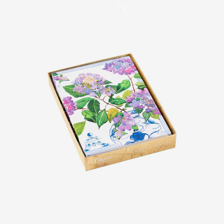 Caspari Hydrangeas and Porcelain Assorted Note Cards Set - Floral Thank You Cards for Weddings, Birthdays, and Special Occasions