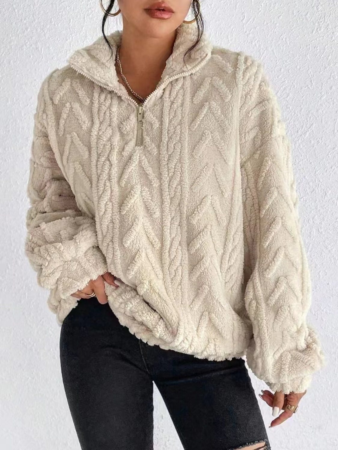 Cozy Fuzzy Quarter Zip Long Sleeve Sweatshirt for Women & Men - Soft Fleece Pullover with Kangaroo Pocket - Perfect for Fall, Winter & Outdoor Activities