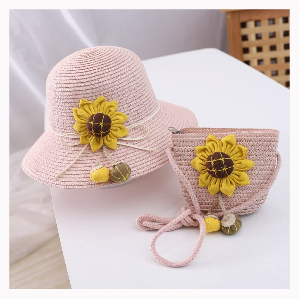 **Cute Princess Straw Woven Handbag for Girls - Fashionable Mini Messenger Bag with Matching Hat - Perfect for Beach, School & Parties (Color: C)**