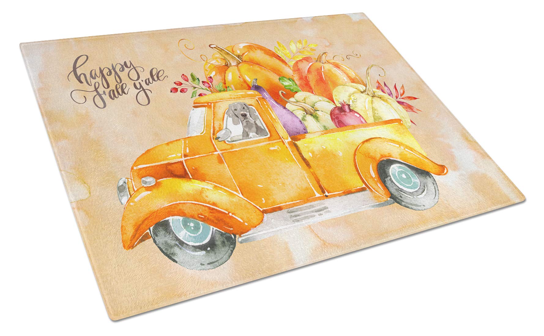 Fall Harvest Weimaraner Tempered Glass Cutting Board - Large Decorative Kitchen Chopping & Serving Board for Holidays, Entertaining & Home Decor | Caroline's Treasures CK2638LCB
