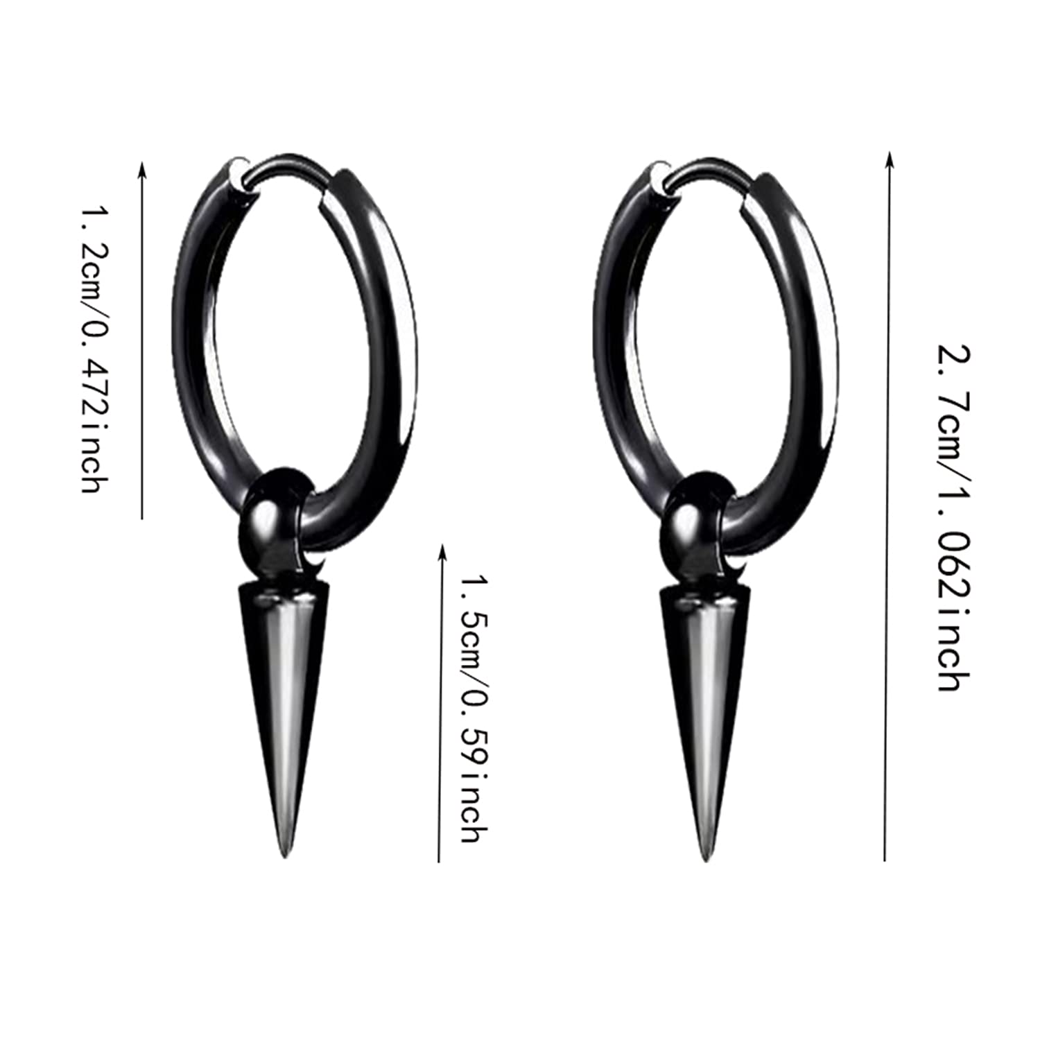 Personalized Punk Spike Dangle Drop Hoop Earrings for Women & Men - Stainless Steel Cartilage, Tragus & Helix Cuff Earrings - Geometric Wrap Hoops for Gothic, Rock & Alternative Fashion