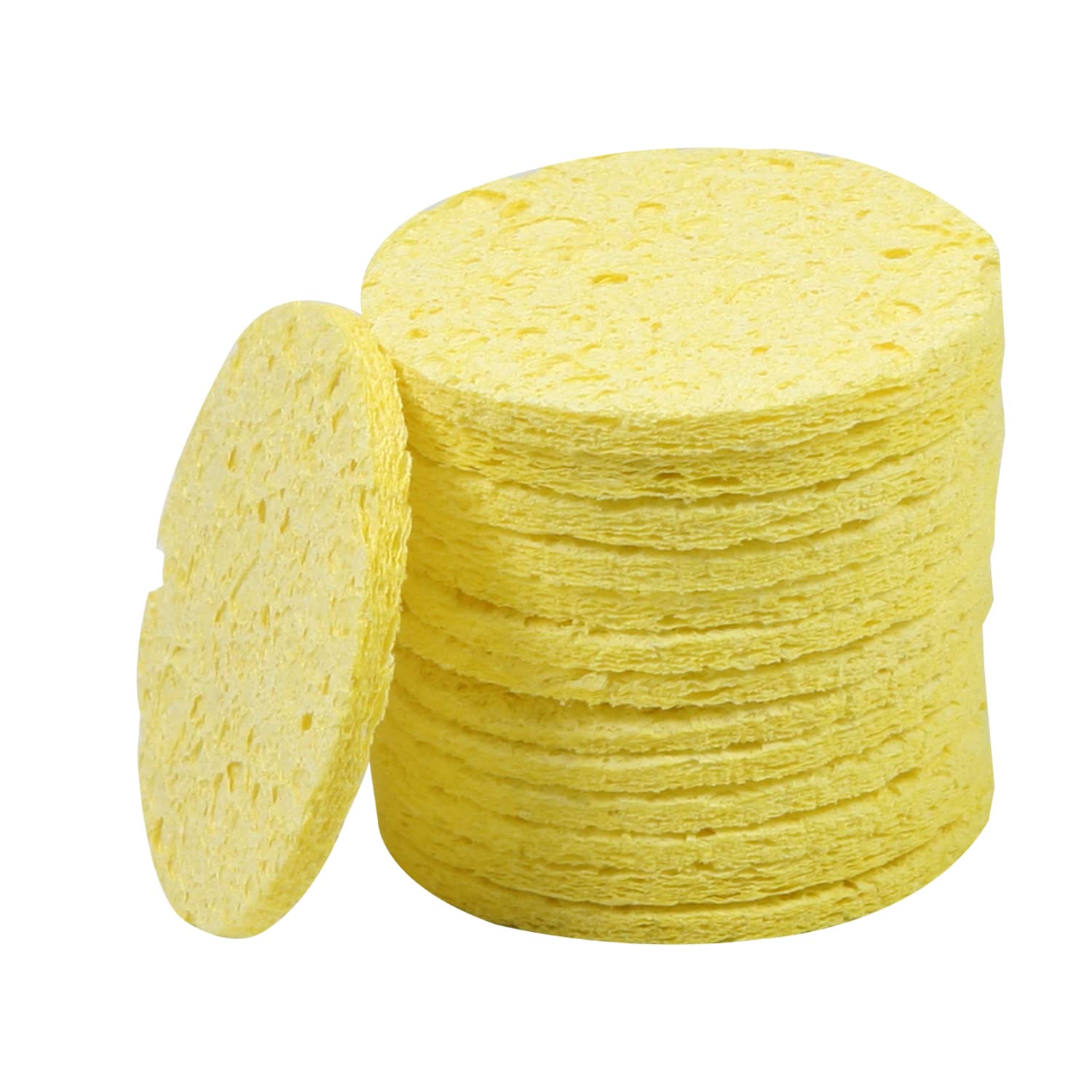 Heyiarbeit 20Pcs 55x55x11mm Soldering Sponge - Replacement Cleaning Sponge for Soldering Iron Tips, Round Yellow - Perfect for Electronics Repair, DIY Projects & Circuit Board Maintenance