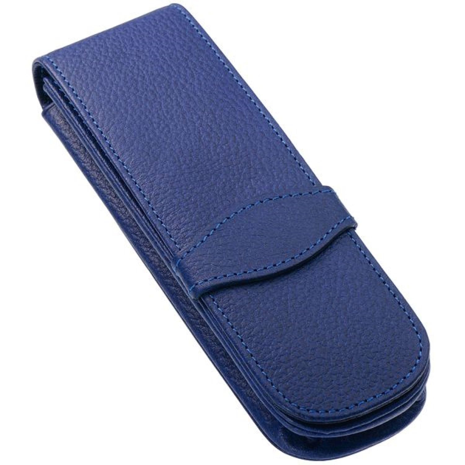 Premium Leather Pen Case for 2 Standard Pens - Classic Blue (41048) by Paradise Pen Co. | Perfect for Office, Business Gifts & Travel Accessories