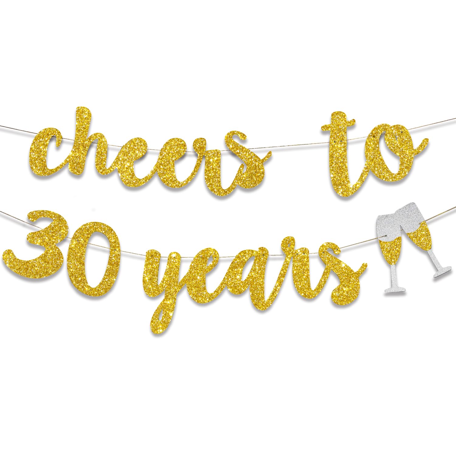 GOER 30th Birthday Champagne Glasses with Gold Glitter - Elegant 30-Year Anniversary Party Decorations for Celebrations, Toasts & Special Occasions
