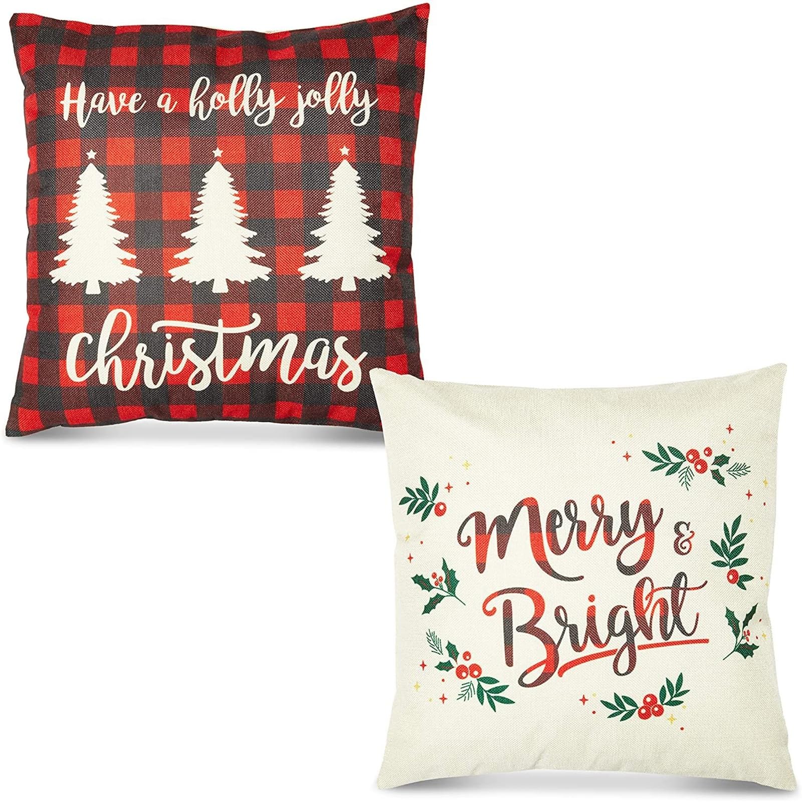 Farmlyn Creek Set of 6 Christmas Throw Pillow Covers 18x18 Inches - Holiday Home Decor for Sofa, Bed & Living Room - Xmas Decorative Cushion Covers Perfect for Festive Season & Winter Decor