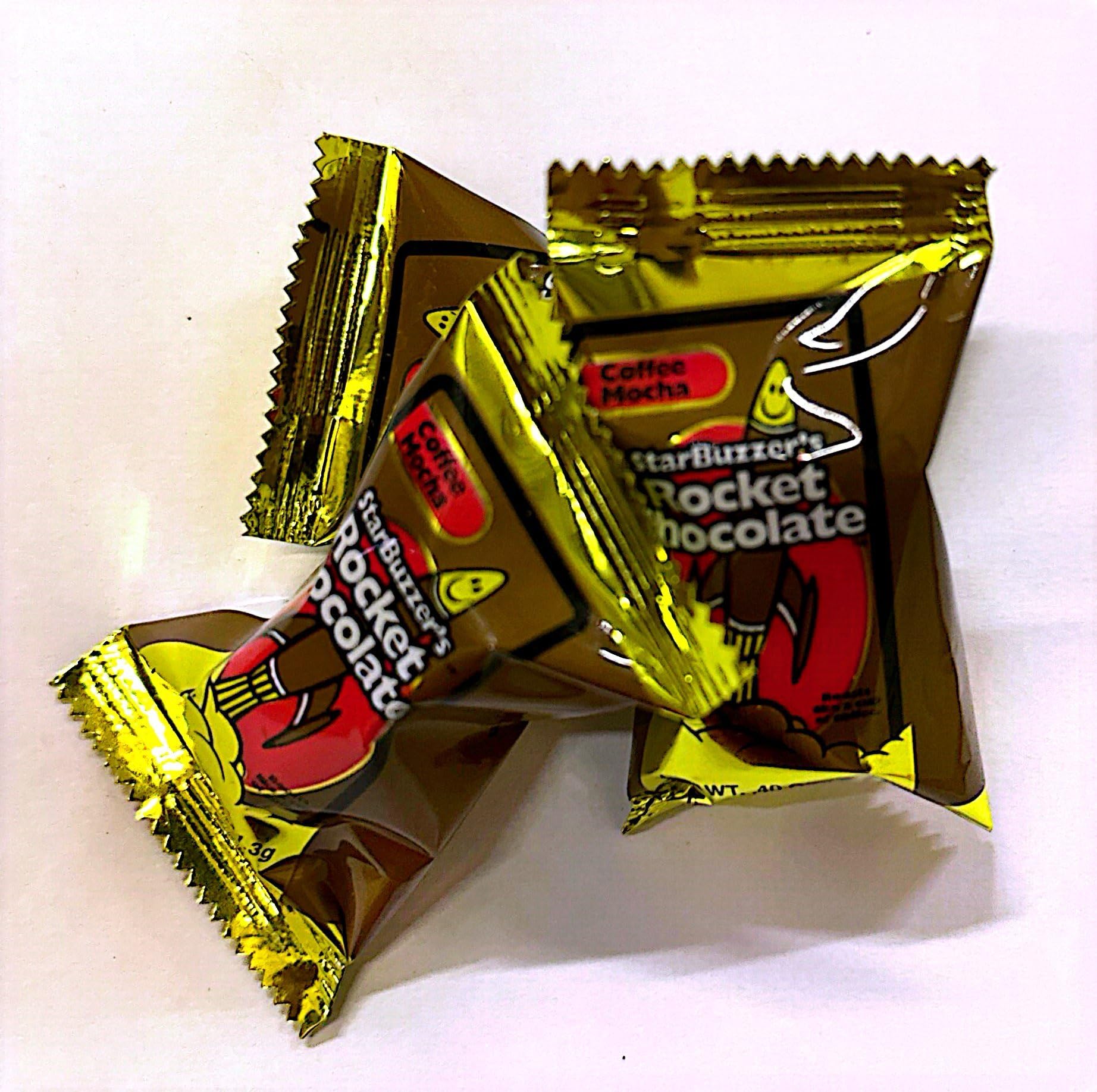 Rocket Chocolate Milk Chocolate Mocha Flavored Caffeinated Chocolate Truffles - 50 Count Mini Bites | Energy Boost Snack for Workouts, Office & Study Sessions