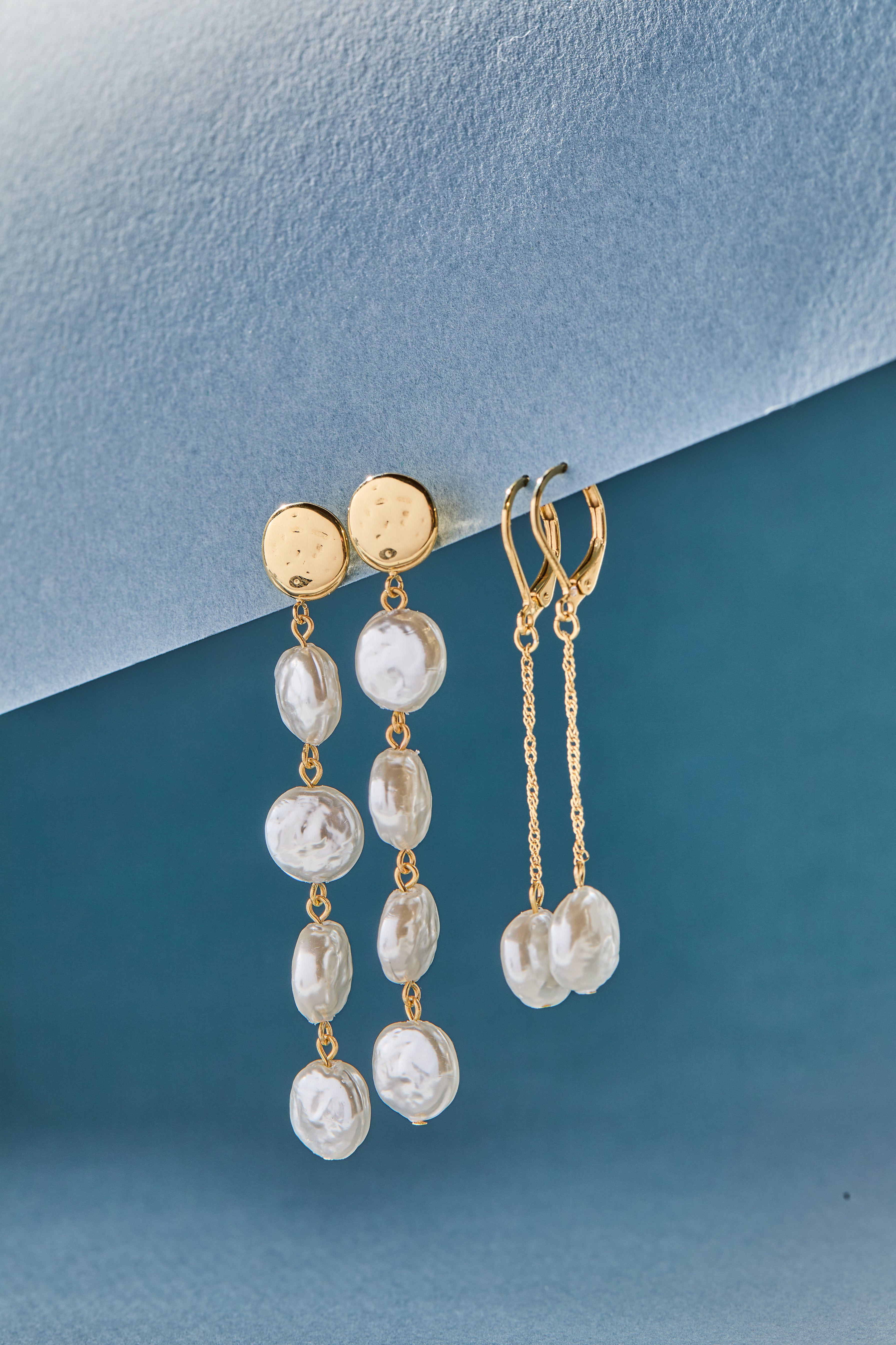 Elegant Coin Pearl Linear Earrings for Women - Minimalist Dangle Drop Earrings for Party, Wedding & Everyday Wear