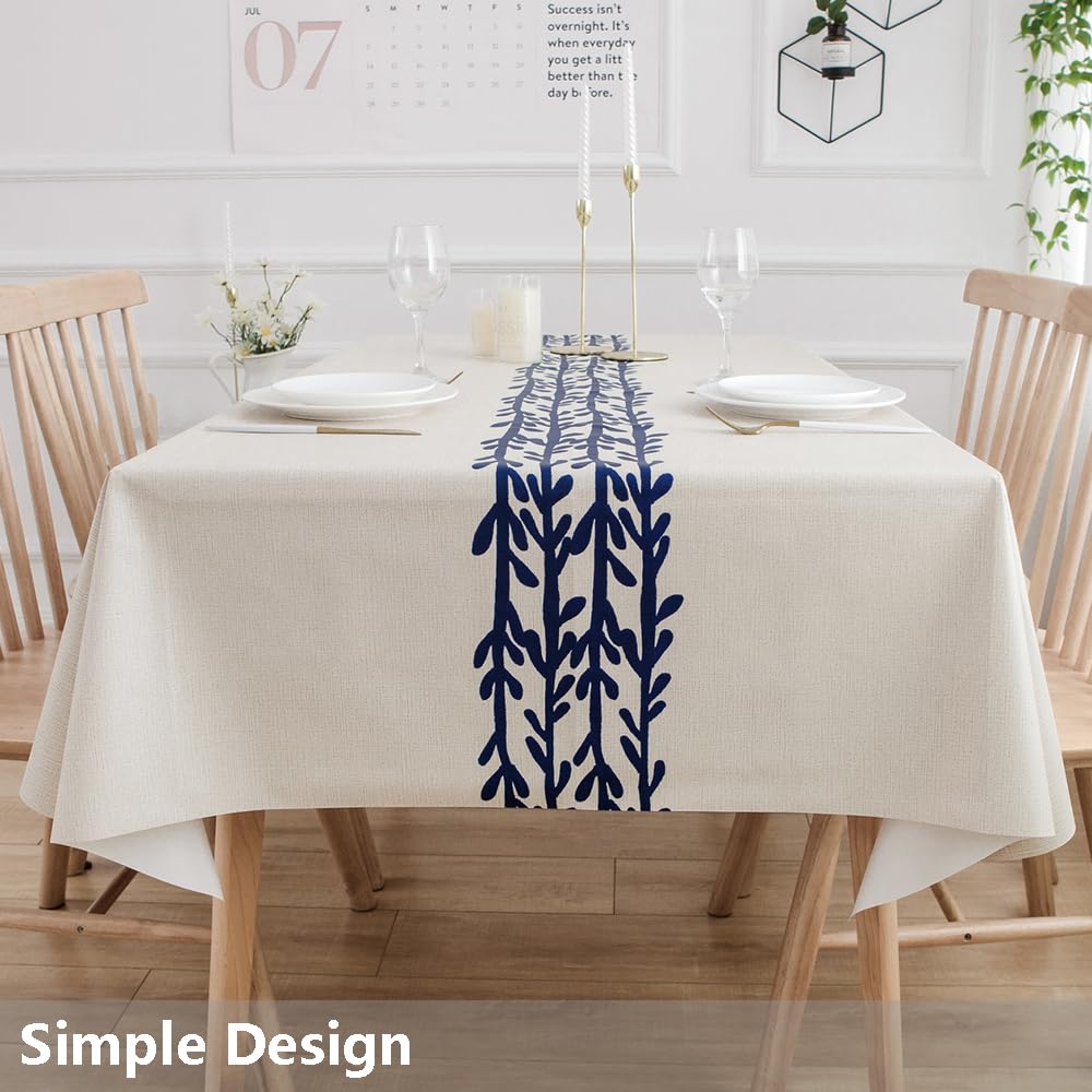 Heavy Duty Vinyl Tablecloth - 54x72 Inch Wipeable PVC Table Cover for Kitchen, Dining, Restaurant - Waterproof & Stain Resistant Rectangle Table Cloth (Branch Pattern) - Perfect for Parties, Picnics & Daily Use