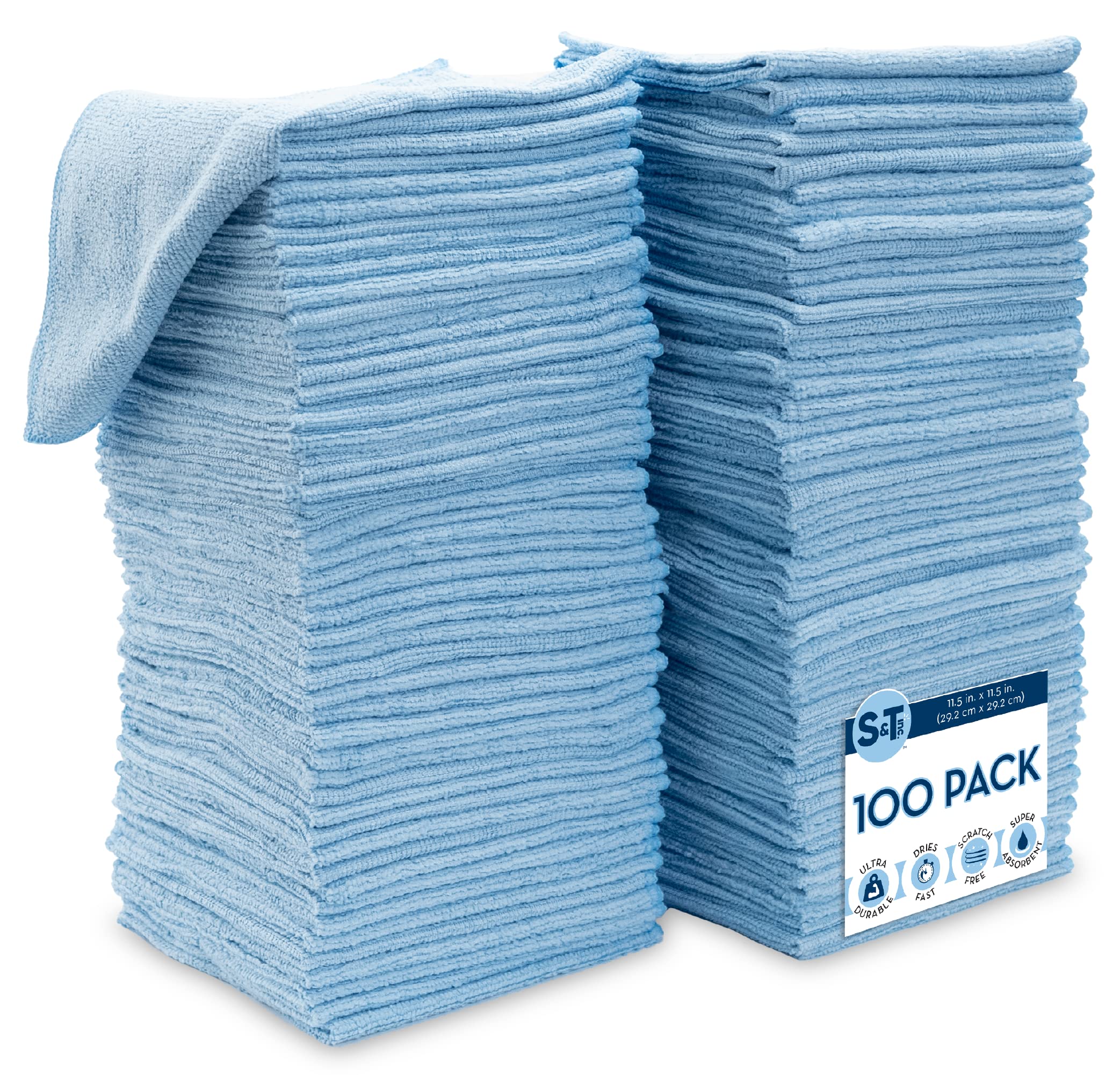 100-Pack Premium Microfiber Cleaning Cloths - 11.5
