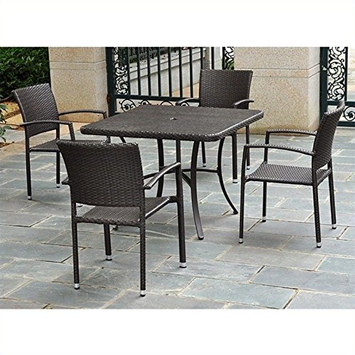 Pemberly Row Chocolate Brown Patio Dining Table - Outdoor Furniture for Garden, Deck, and Backyard Dining