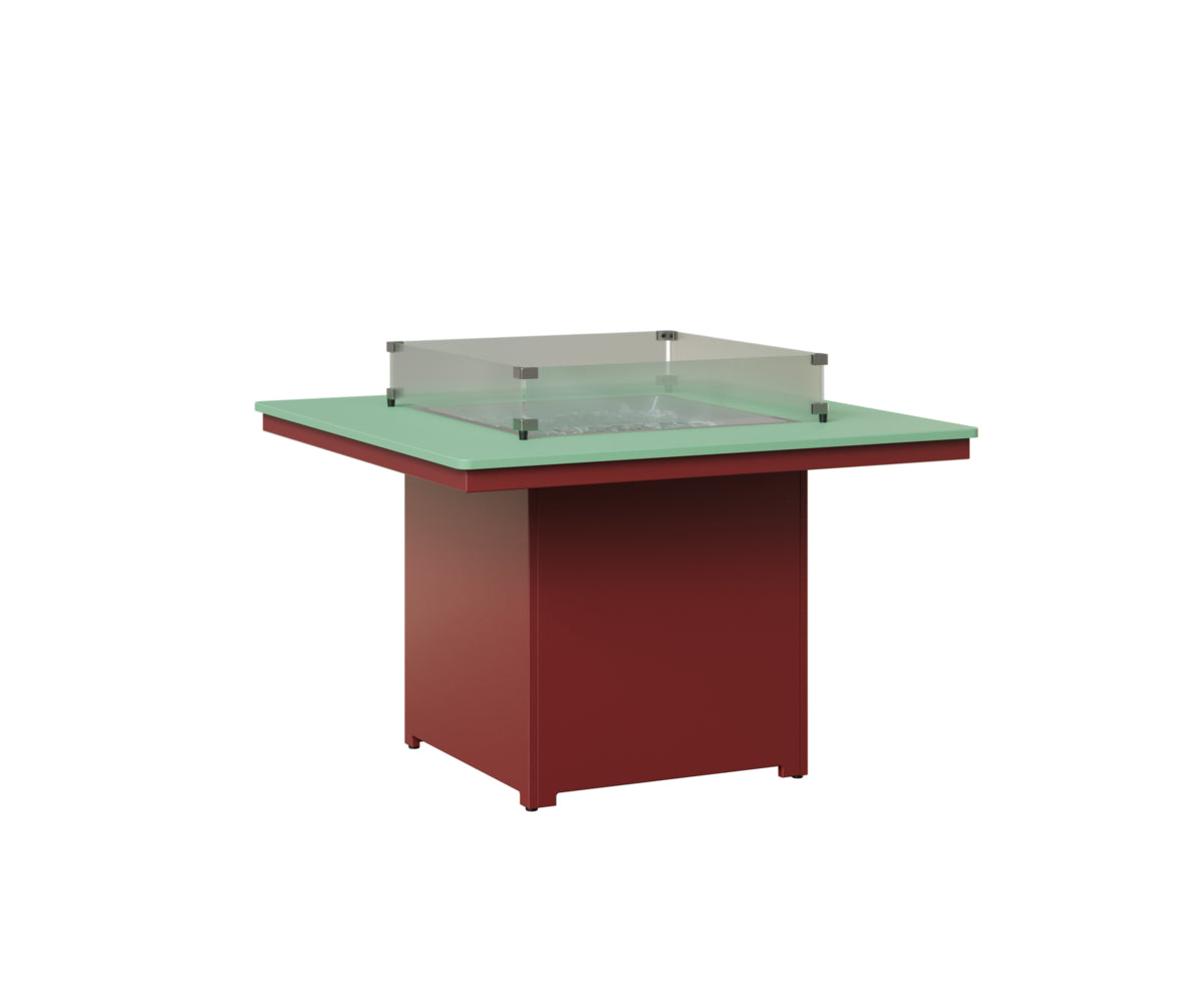 Berlin Gardens Numa Square Fire Pit Table - Outdoor Patio Dining Set with Glass Wind Guard - Perfect for Backyard Gatherings, Campfires & Entertaining Guests