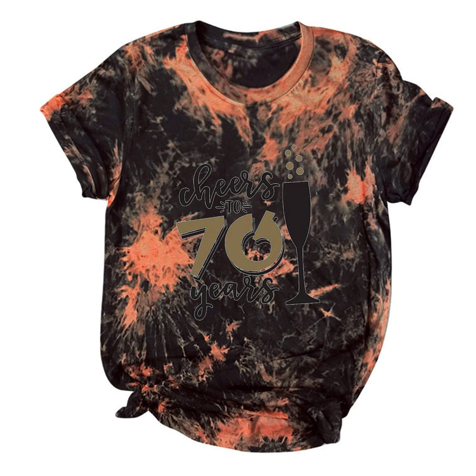 Women's Tie-Dye Letter Print Round Neck Short Sleeve T-Shirt - Casual Crop Top Blouse for Summer, Beach, and Activewear | Sexy Fashion Tees for Women | Perfect Gift Idea for Her