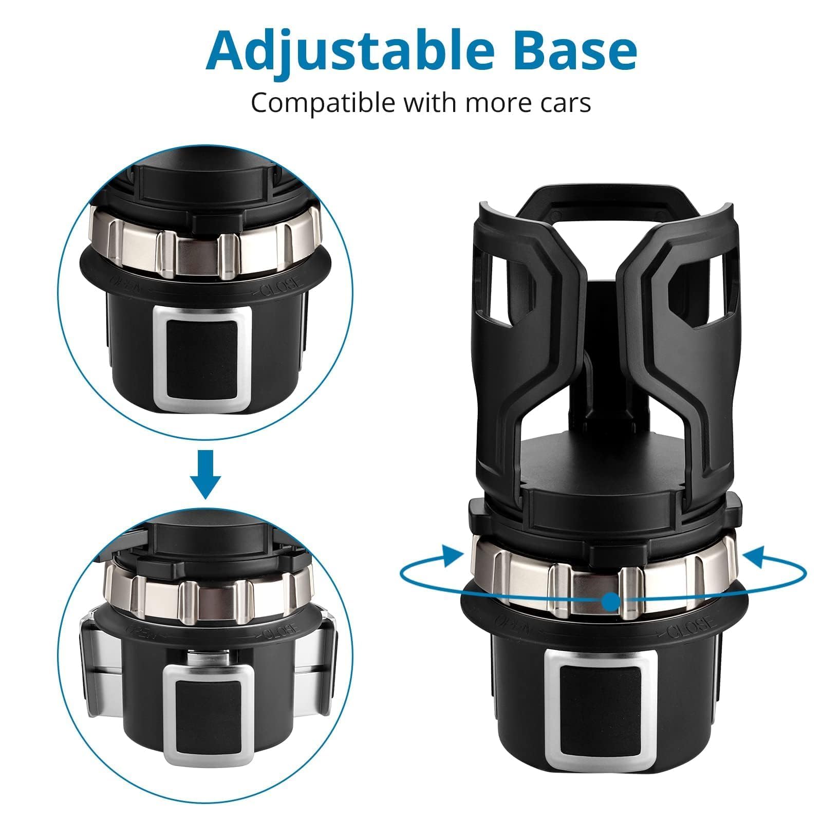AUTOUTLET Upgraded Adjustable Car Cup Holder Expander - Universal Fit for YETI 14/20/30/46oz, Hydro Flask 32/40oz & Large Water Bottles (2.36