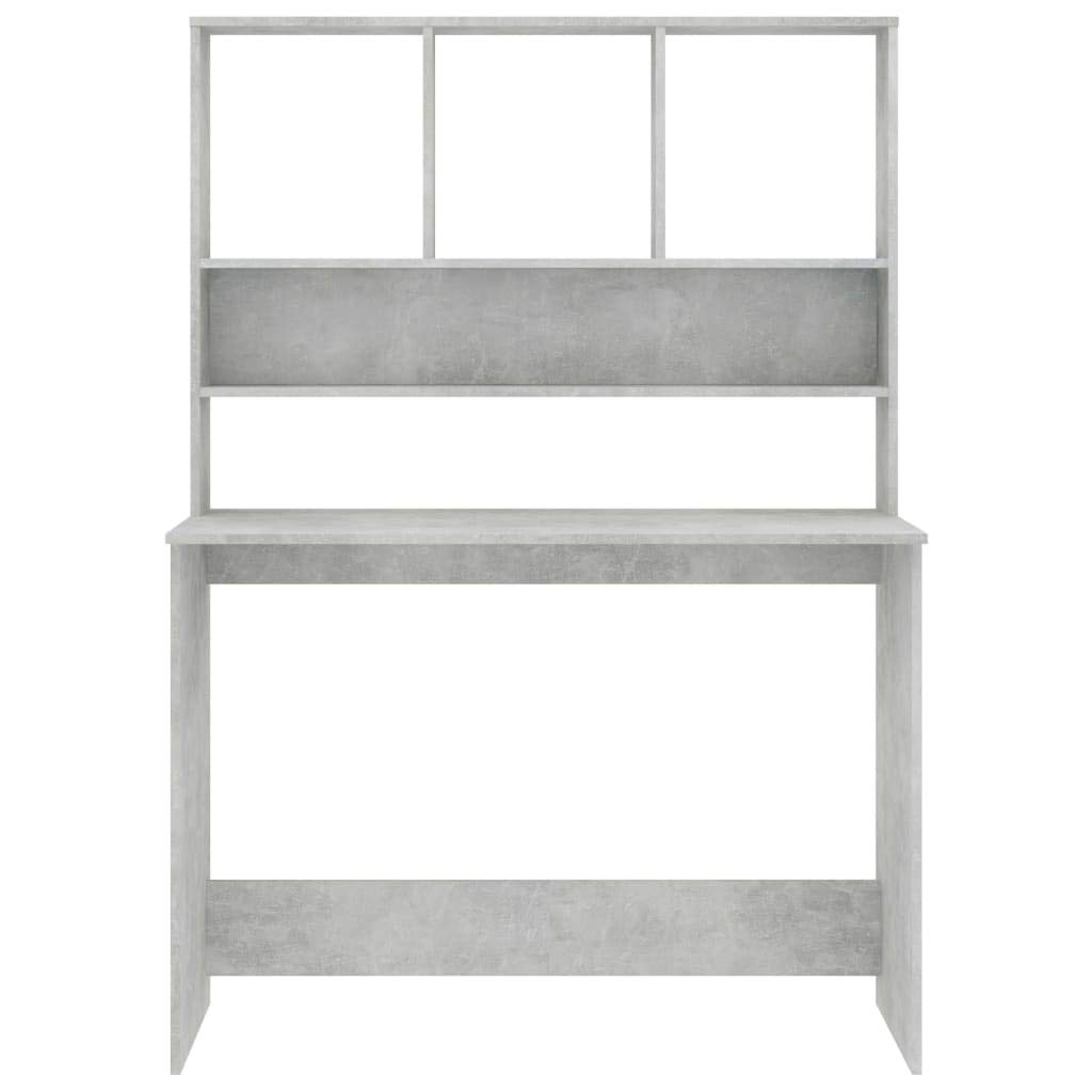 Modern Compact Writing Desk with Shelves & Storage Cabinet - Space Saving Home Office Furniture, Study Desk for Small Spaces - Easy Clean Engineered Wood in Concrete Gray (43.3
