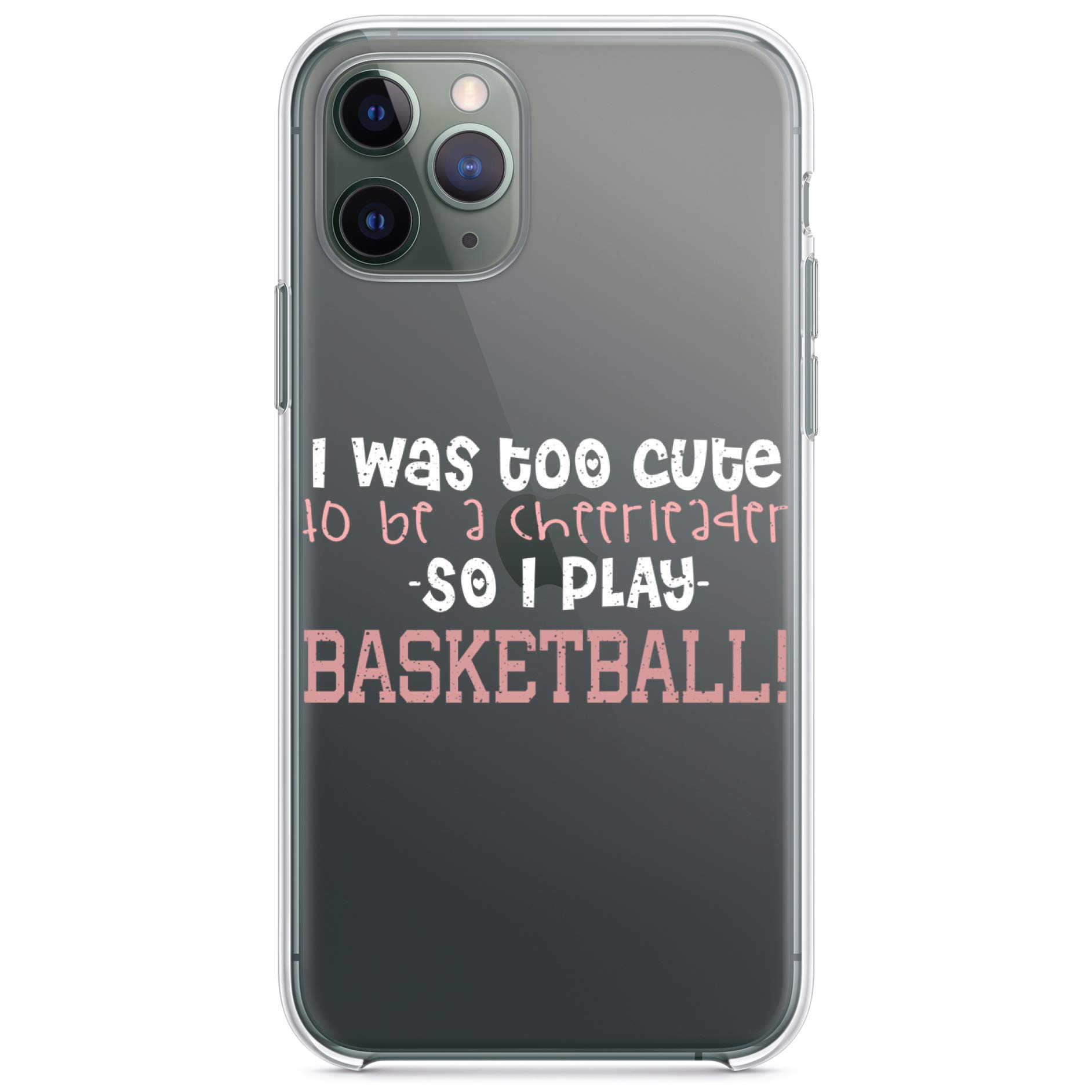 DistinctInk Clear Shockproof Hybrid Case for iPhone 13 Pro MAX (6.7 Inch) - TPU Bumper with Acrylic Back & Tempered Glass Screen Protector - Cute Protective Phone Cover for Basketball, Cheerleading & Daily Use