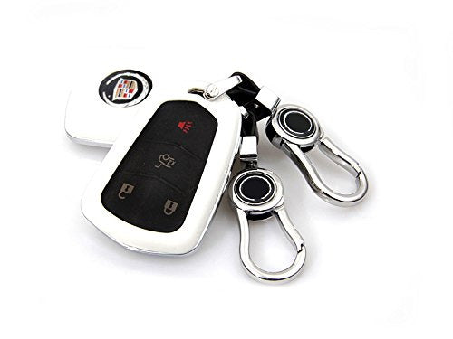 Glossy White Smart Key Fob Shell Replacement for 2015+ Cadillac ATS CTS XTS Escalade - Perfect Fit, Durable Cover for Keyless Entry Remote (Ideal for Daily Use, Car Enthusiasts & Vehicle Protection)
