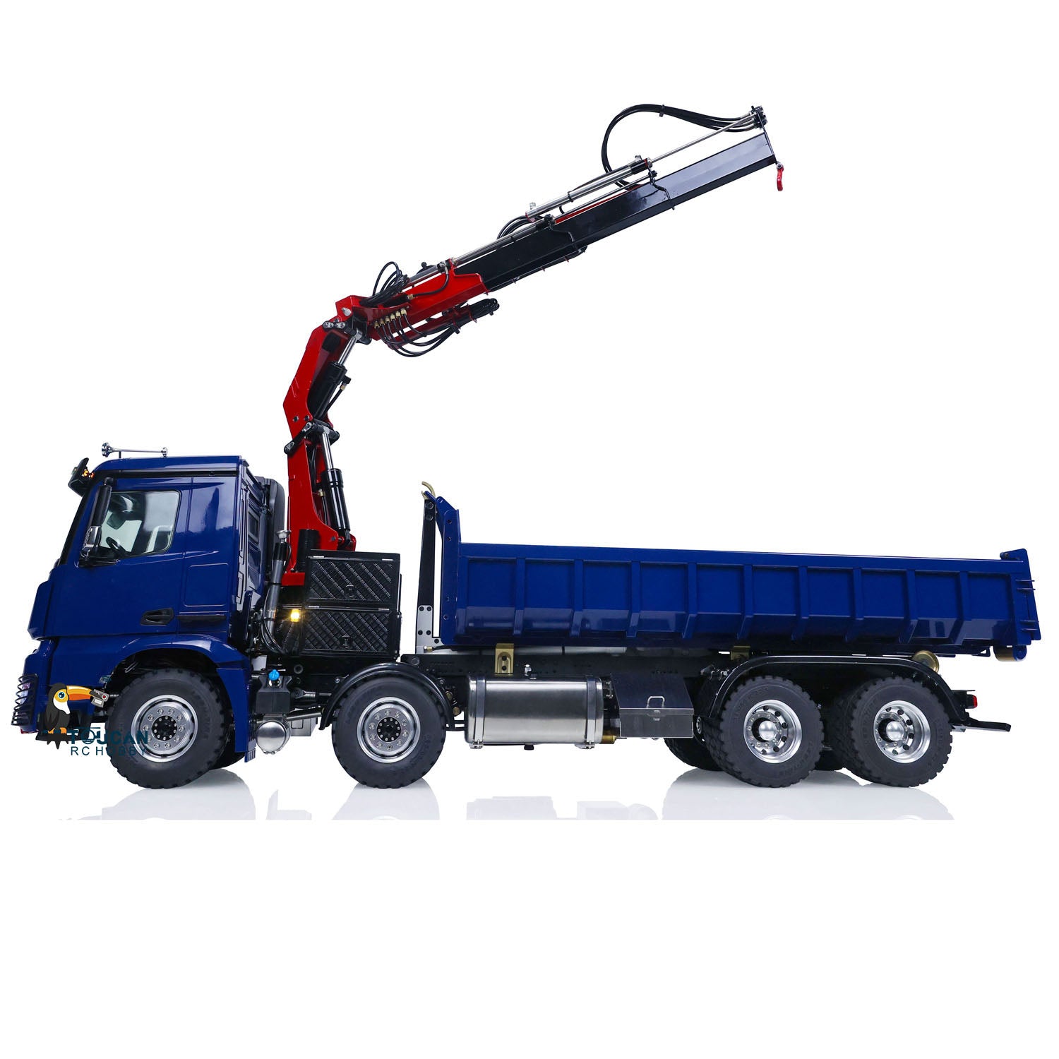 1/14 LESU RC 8x8 RTR Painted & Assembled Metal Hydraulic Crane Dumper Tipper Truck with Sound & Light System - Remote Control Construction Vehicle for Adults & Kids, Perfect for Outdoor Play, Construction Site Simulation & RC Hobby Collection