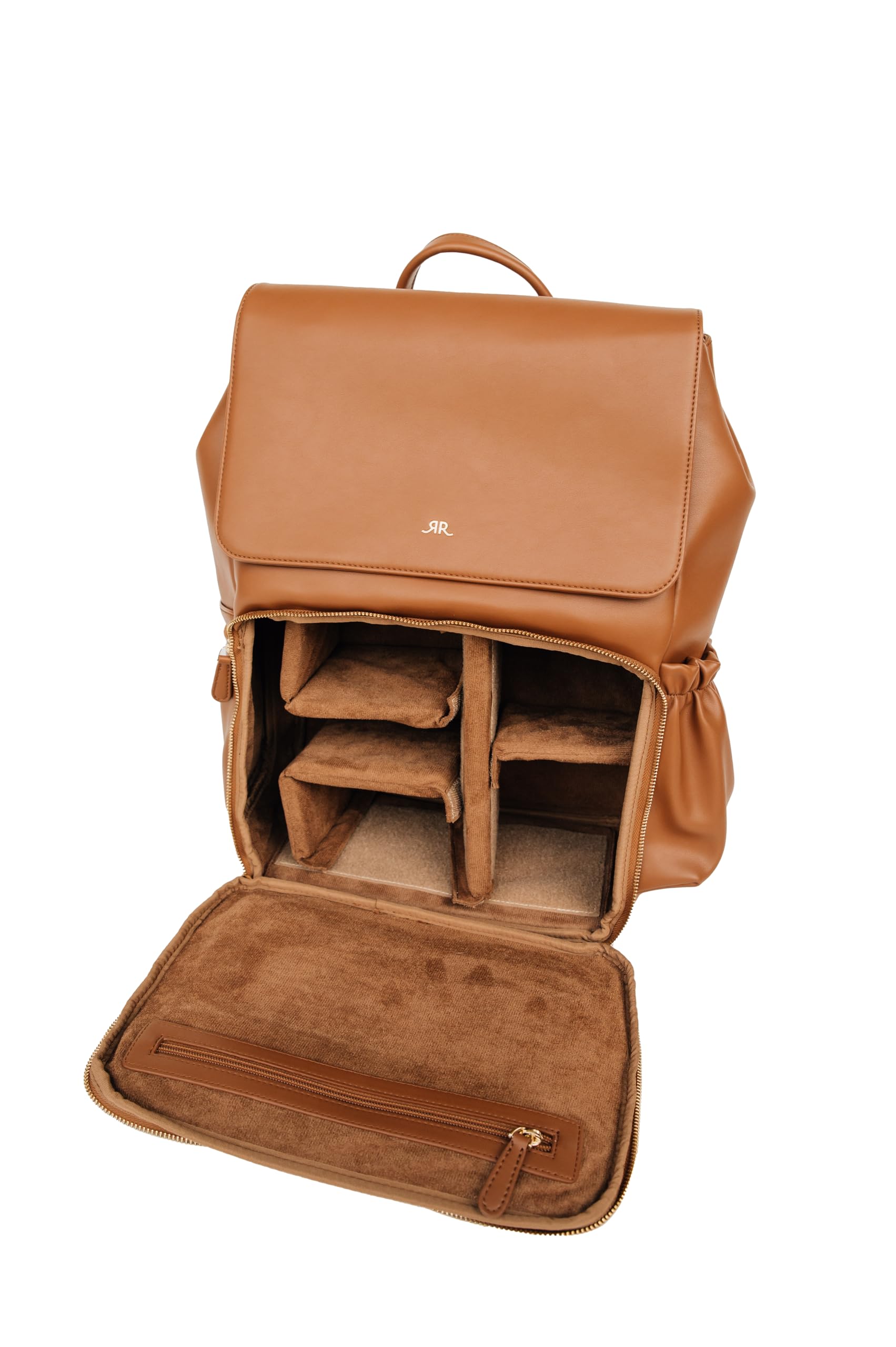 Premium Ruby Camera Backpack - Waterproof Vegan Leather DSLR Bag with Adjustable Dividers, 15.6