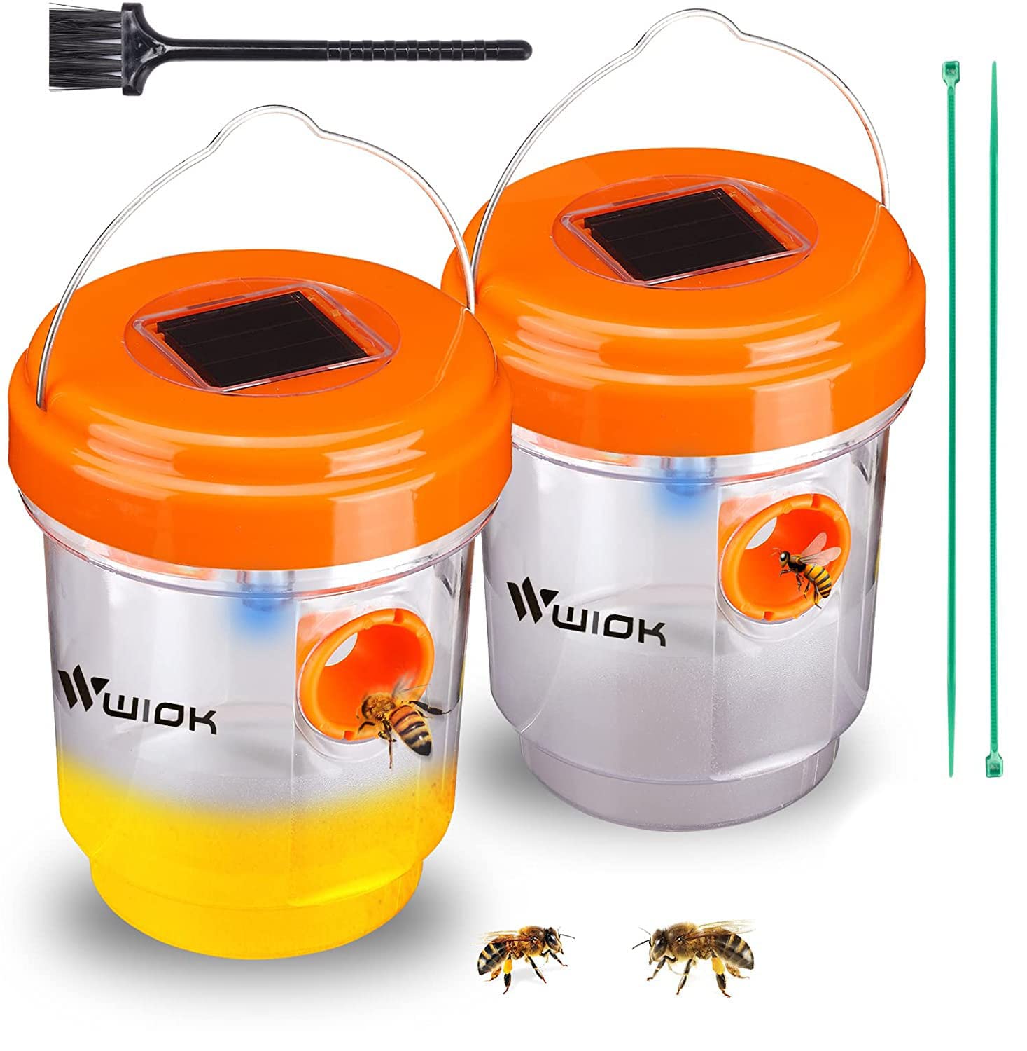 Solar Wasp Trap Outdoor 2-Pack - Reusable for Bees, Hornets & Yellow Jackets - Garden & Patio Protection