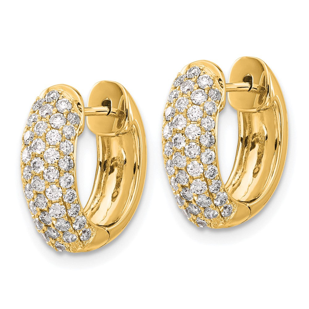 14K Gold Diamond Hinged Hoop Earrings for Women - Elegant Dangle Hoops with Sparkling Stones - Perfect for Parties, Weddings & Date Nights - Model EM5391