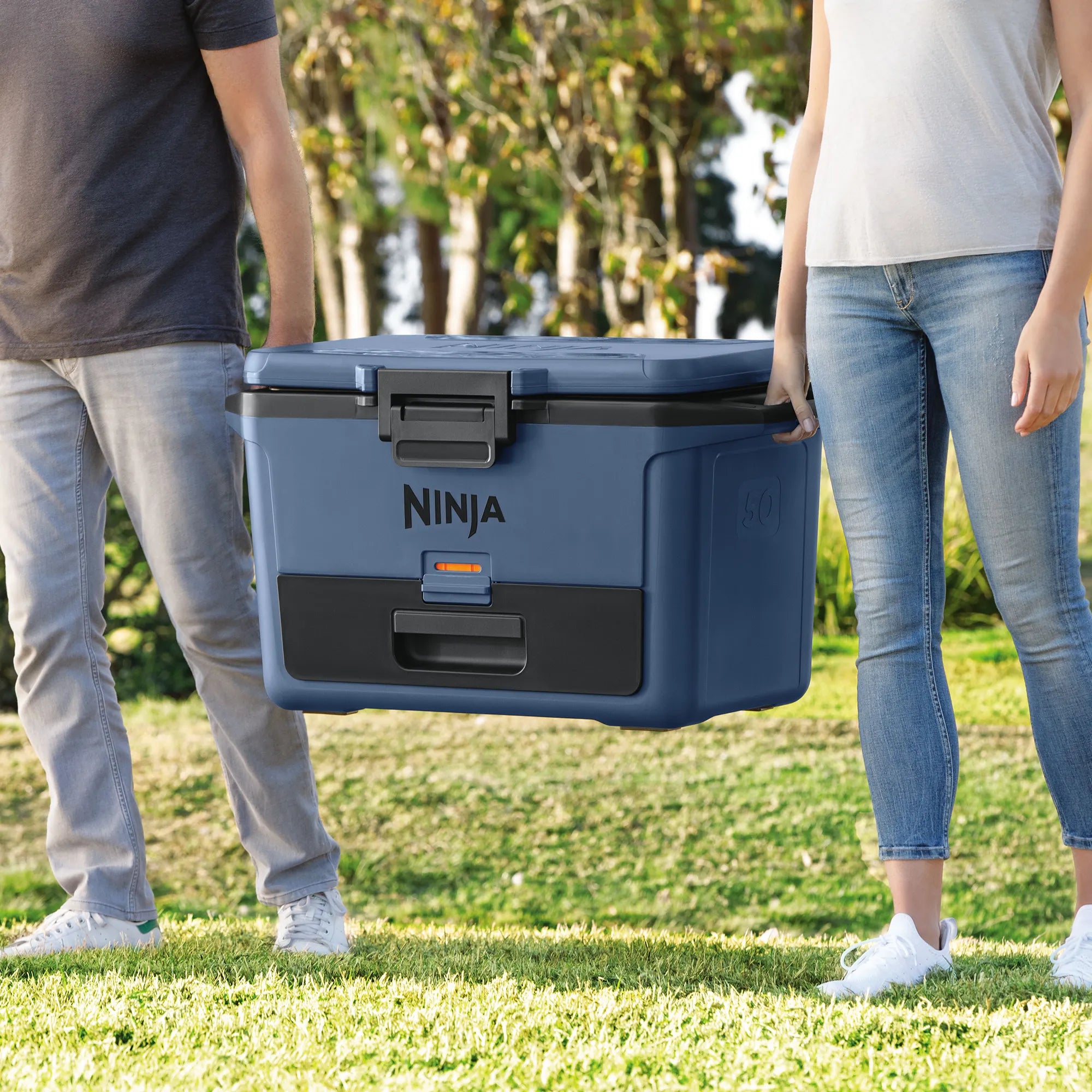 Ninja FrostVault 47L Hard Cooler with Dry Zone - Insulated Outdoor Cooler for Camping, Beach, Picnics & Tailgating - Leakproof Food Storage with Separate Dry Compartment