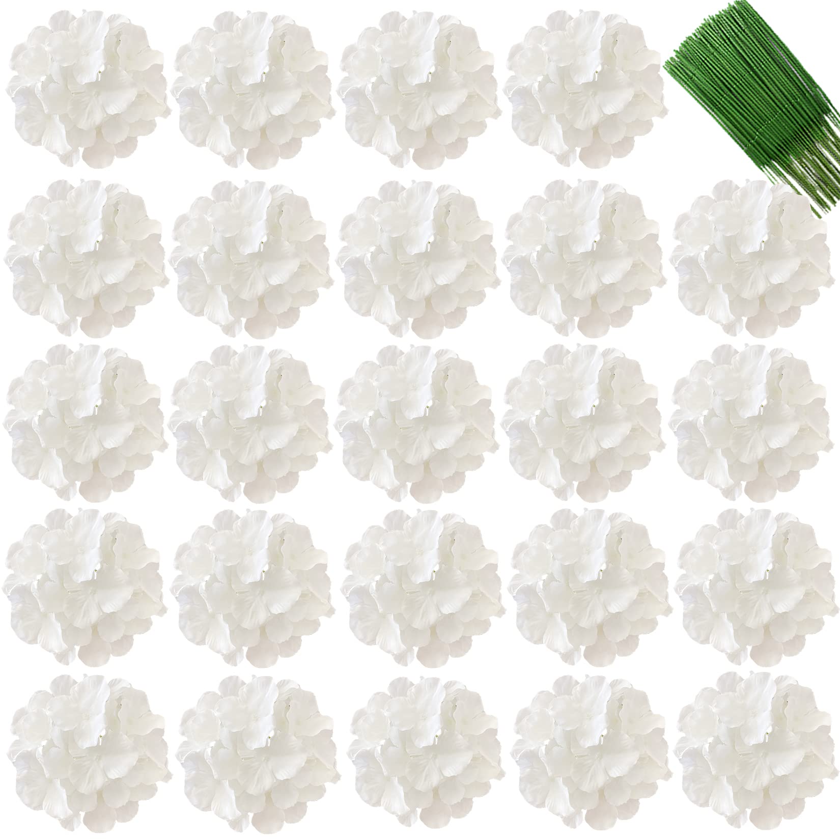 FagusHome 35 Pcs Silk Hydrangea Artificial Flowers with Stems - Realistic Fake Hydrangea Bouquet for Wedding Centerpieces, Home Decor, Table Arrangements & DIY Floral Projects