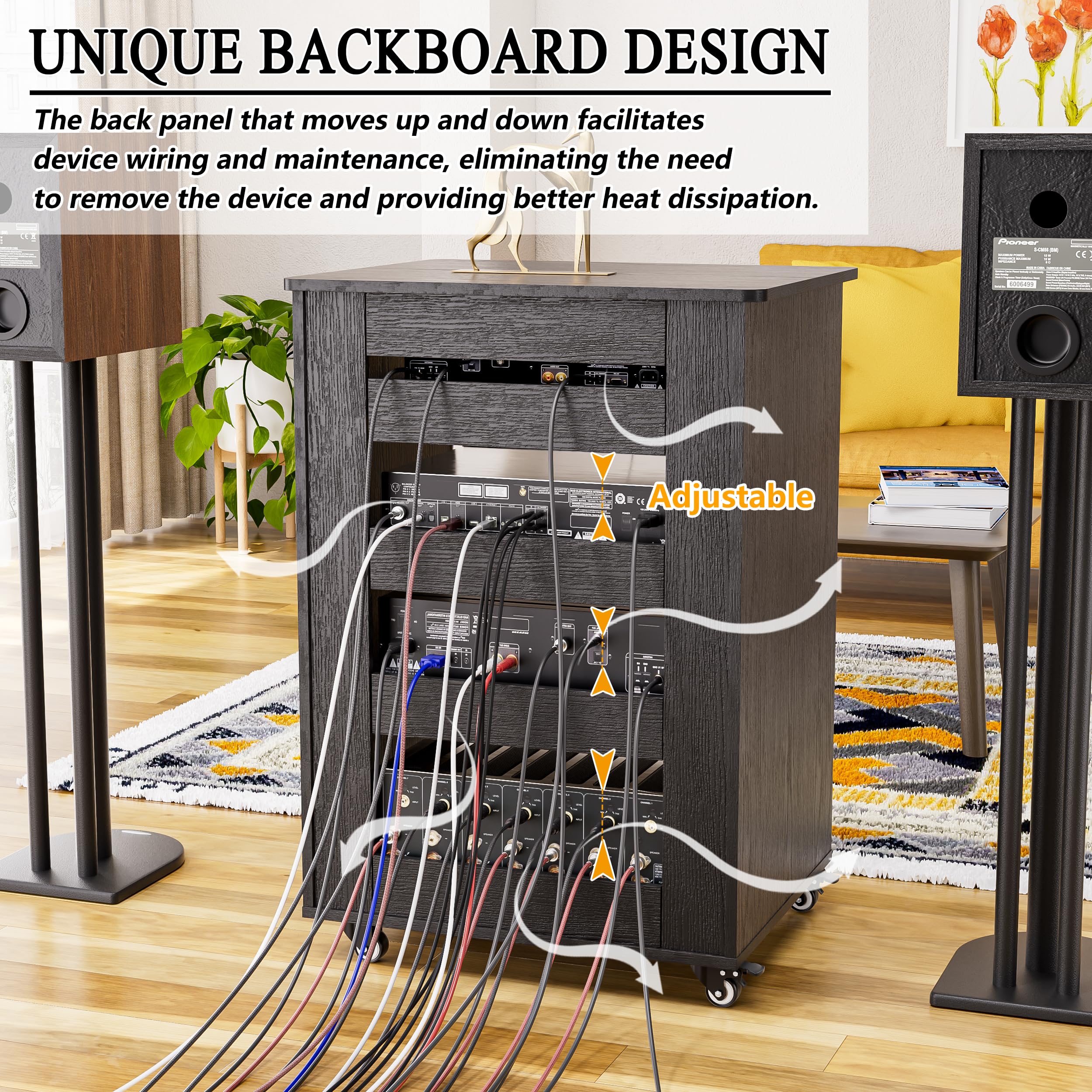 PAKASEPT Adjustable Height Media Storage Cabinet with 4 Shelves & Lockable Glass Doors - Modern AV Stand for DVDs, Games & Electronics - Perfect for Living Room, Home Theater & Office Organization