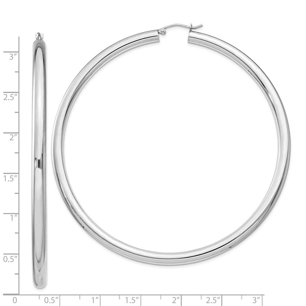 Sterling Silver Rhodium-Plated 4mm Round Hoop Earrings for Women - Hypoallergenic Everyday Jewelry Gift for Her - Perfect for Work, Date Night & Special Occasions