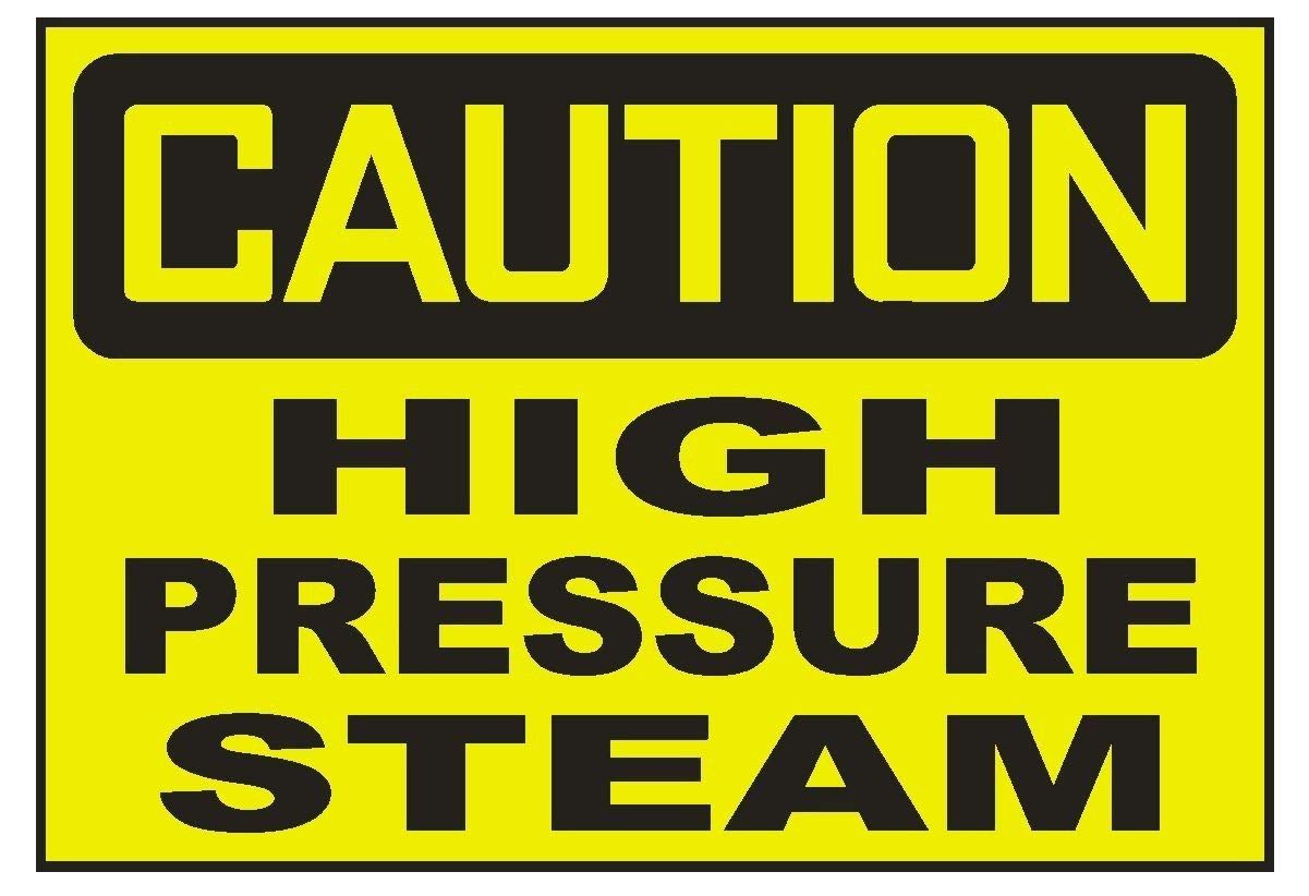 High Pressure Steam Warning Stickers - 1.75