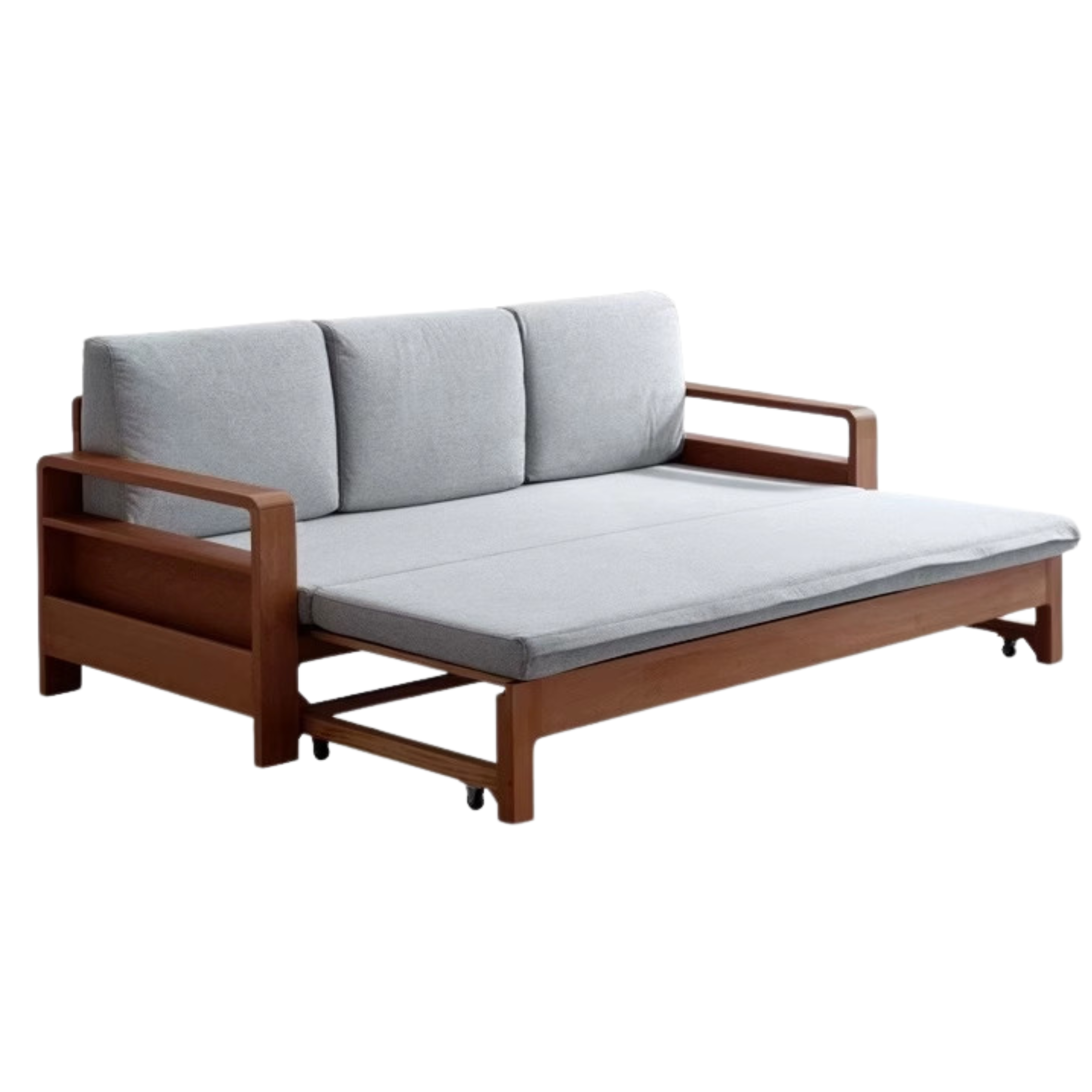 Solid Oak & Beech Wood Sleeper Sofa - Convertible Couch Bed for Living Room, Guest Room & Small Spaces - Durable & Stylish Furniture for Home & Office