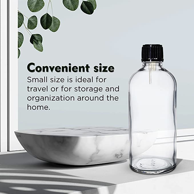 PHARCOS 100ml Essential Oil Glass Bottles with Black Cap & Euro Dropper - Leak Proof, Reusable for DIY Perfume, Aromatherapy, Skincare - Durable & Easy to Fill (Pack of 3) - Perfect for Home Spa, Travel & Gift Giving