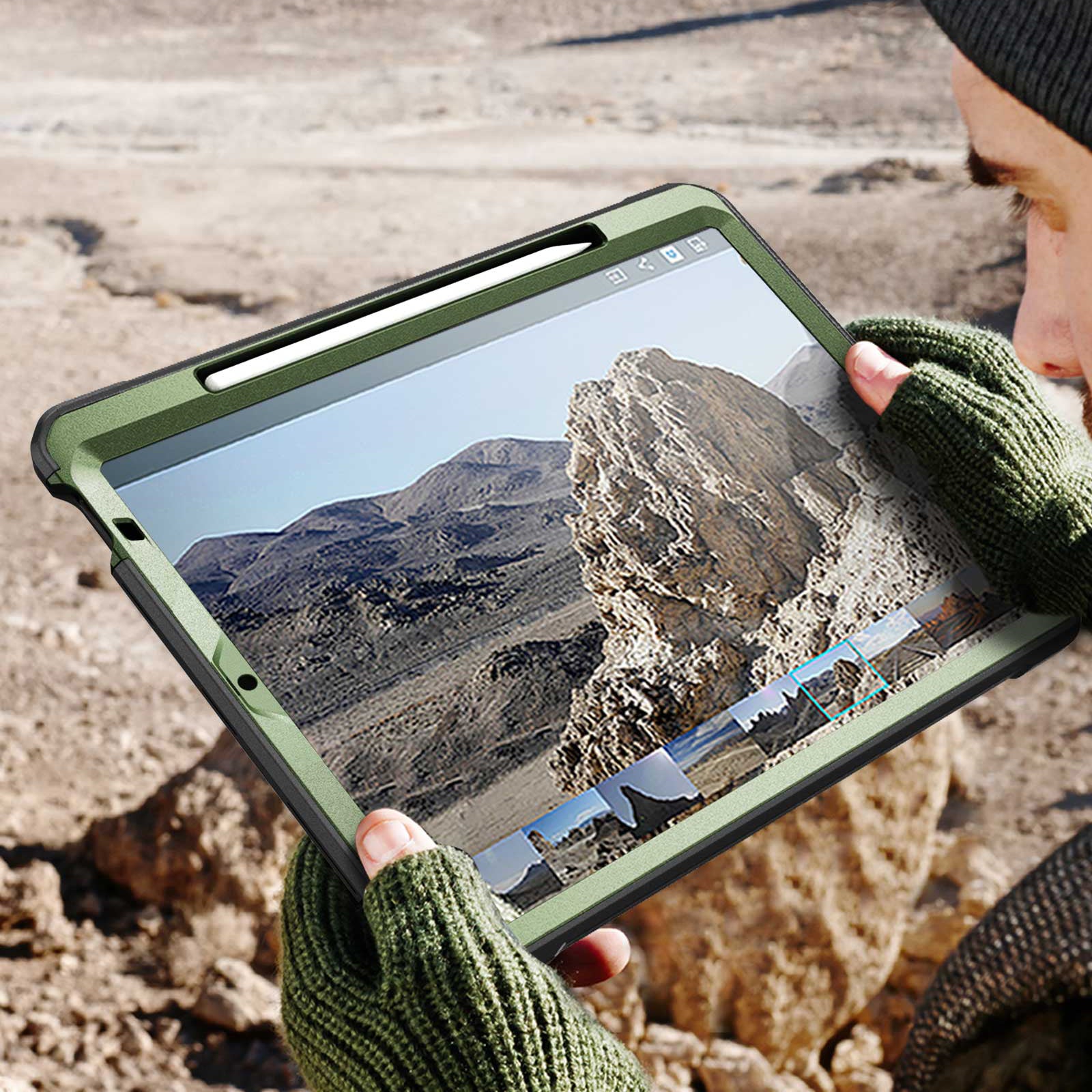 iPad Air 4 / 5 Unicorn Beetle PRO Rugged Case with Kickstand - Dark Green | Shockproof Protective Cover for Work, Travel & Outdoor Activities