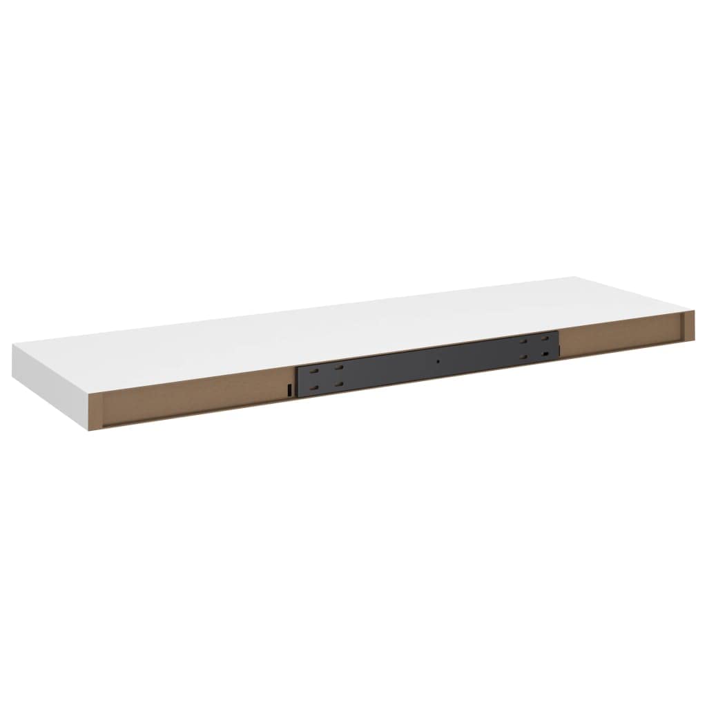 Modern Floating Wall Shelf Set of 2 - White MDF Ledge Shelves 31.5