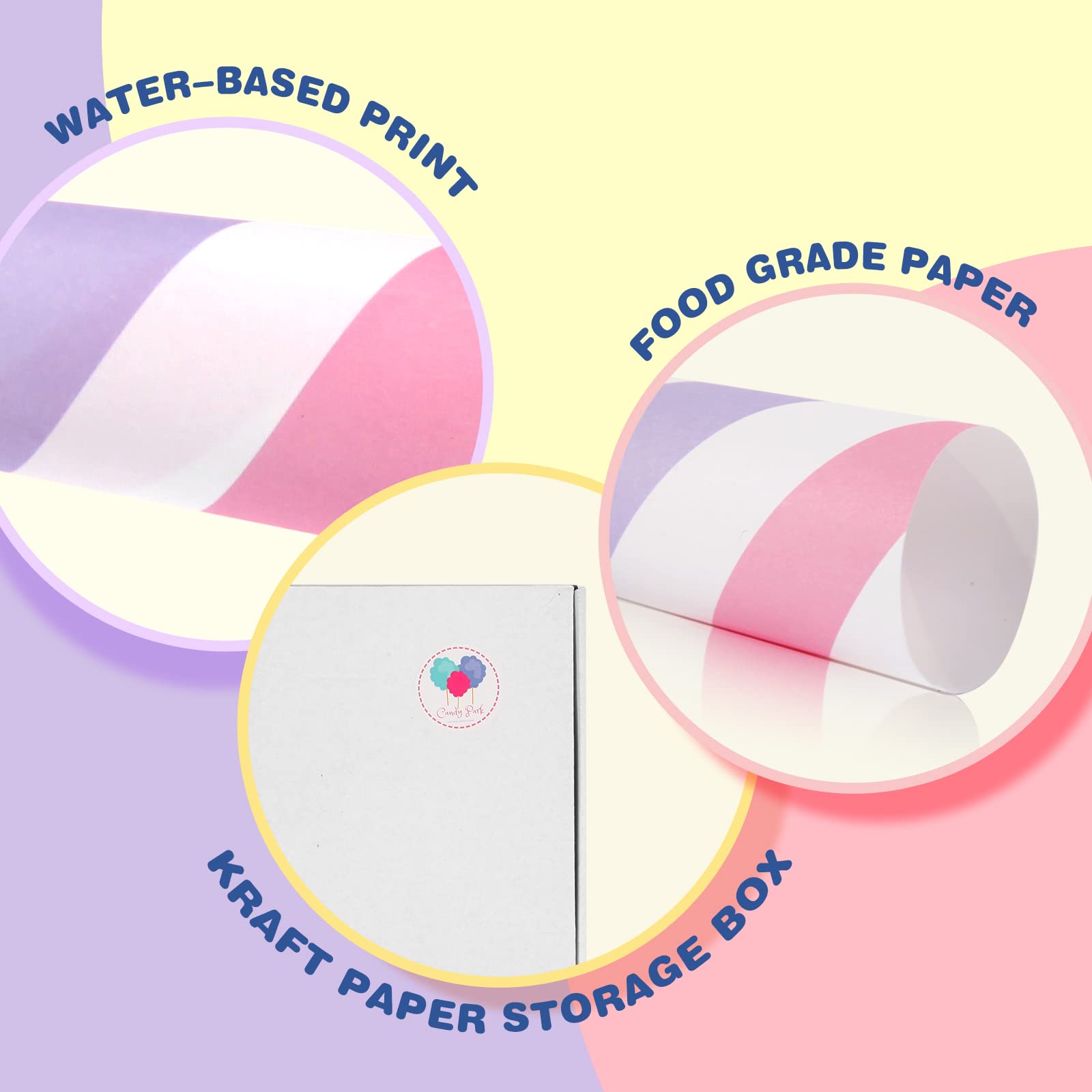 Premium Cotton Candy Cones 50 Pack - Pink & Purple Unicorn Themed Paper Cones for Cotton Candy Machines - Candy Floss Sugar Cones for Parties, Carnivals, Birthdays & Celebrations - Bulk Party Supplies