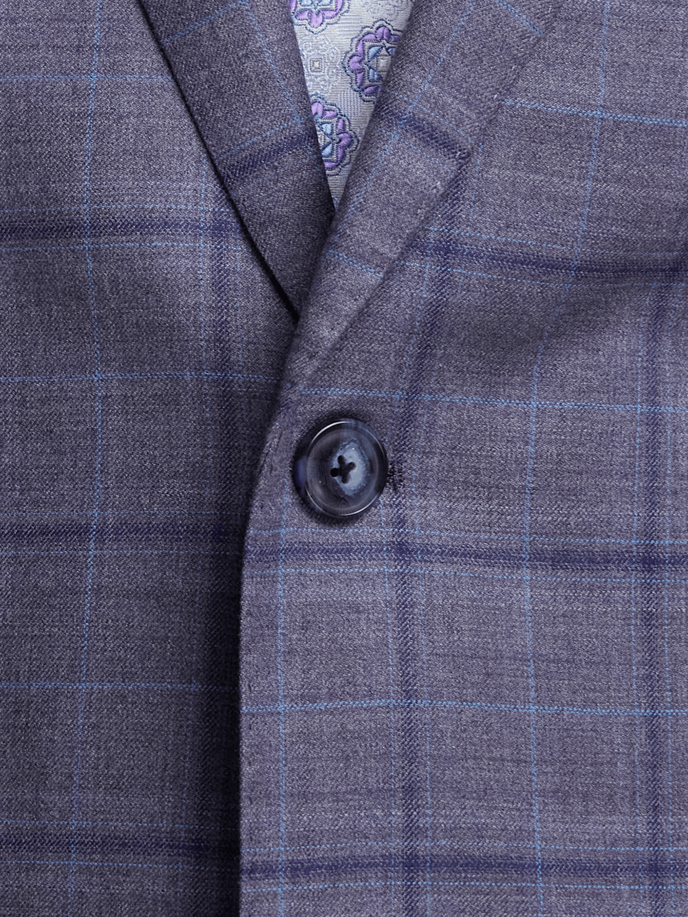 Men's Wool Stretch Windowpane Single Breasted Notch Lapel Sport Coat - Purple | Business Casual Blazer for Office, Weddings & Formal Events