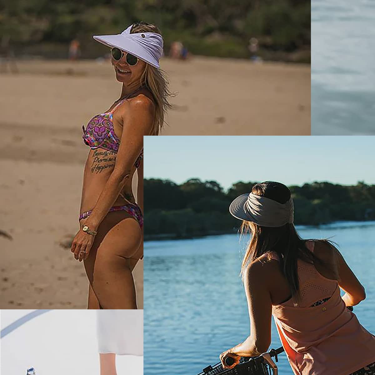 Women's Sun Visor Hat - Foldable Wide Brim UV Protection Summer Beach Hat with Ponytail Hole - Perfect for Outdoor Activities, Travel, and Sun Protection