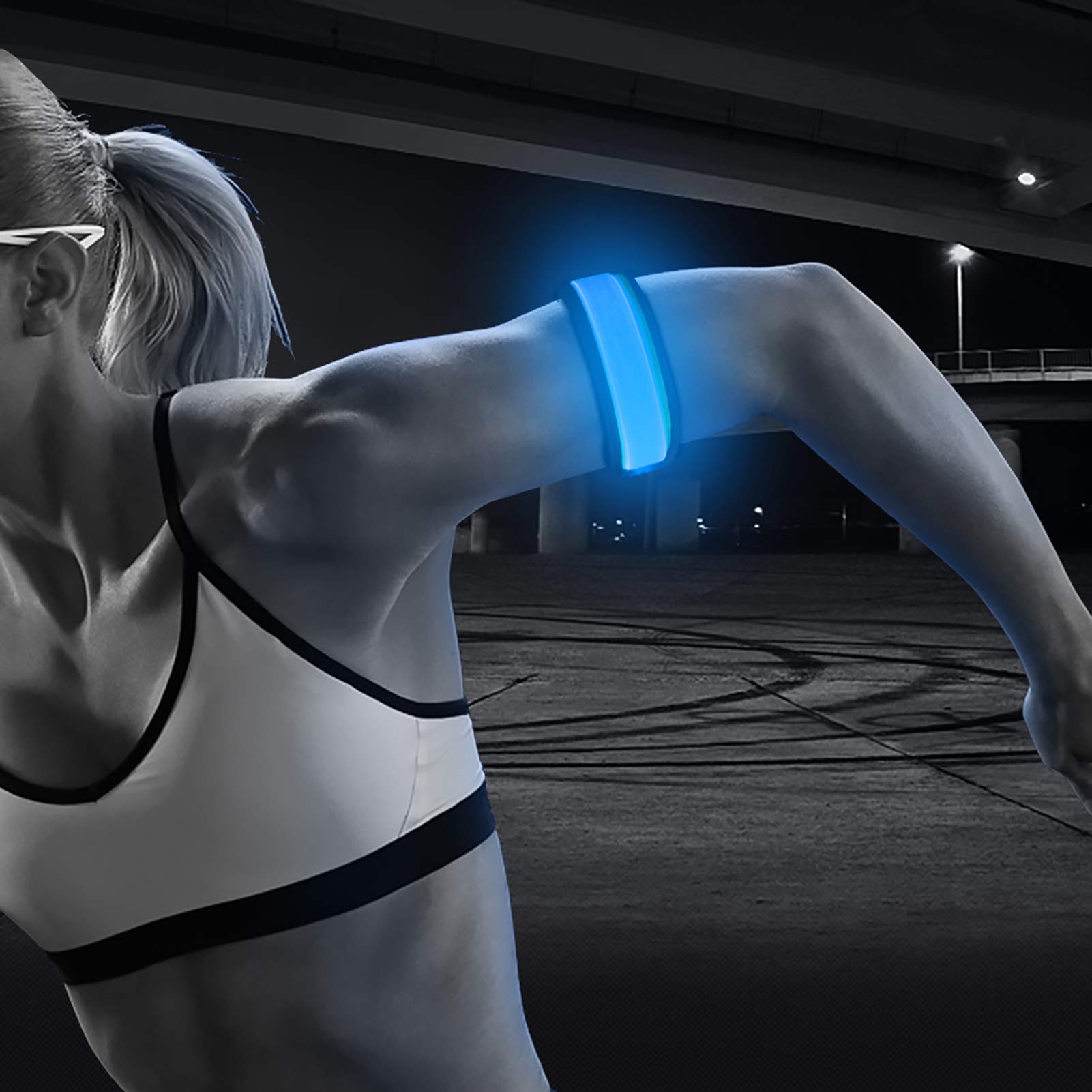 BSEEN LED Light Armband for Running - Glow in The Dark Reflective Slap Bracelet for Runners, Joggers, Cyclists - Night Safety Wristband for Outdoor Sports, Marathon, and Evening Workouts