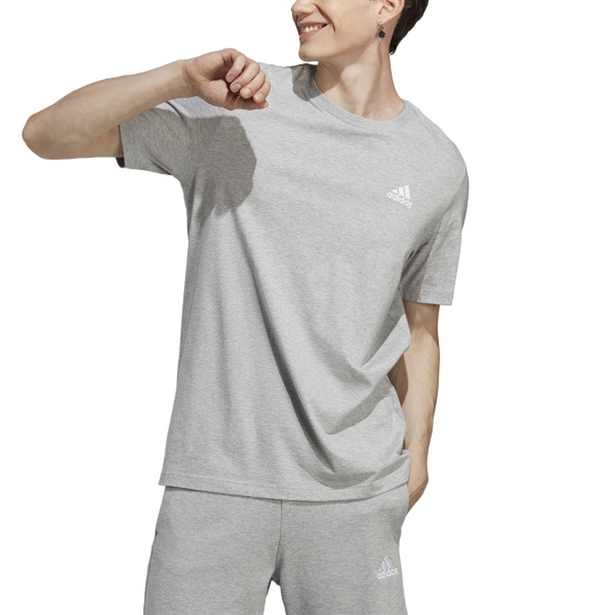 Adidas Men's Essential Small Logo T-Shirt - Comfortable Cotton Casual Tee for Everyday Wear, Gym, and Street Style