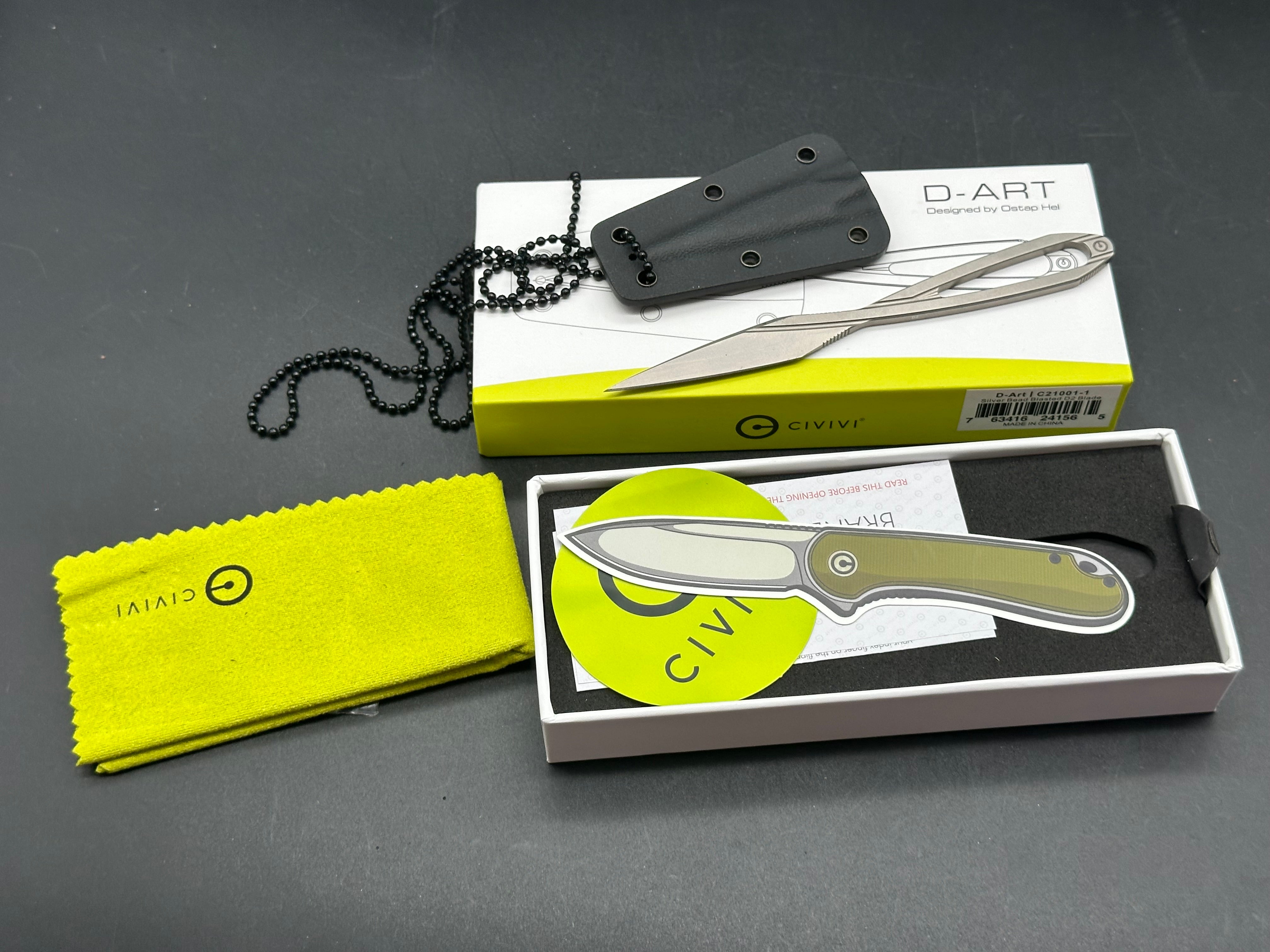 CIVIVI Hel D Art Fixed Blade Knife - Bead Blasted D2 Steel (1.7